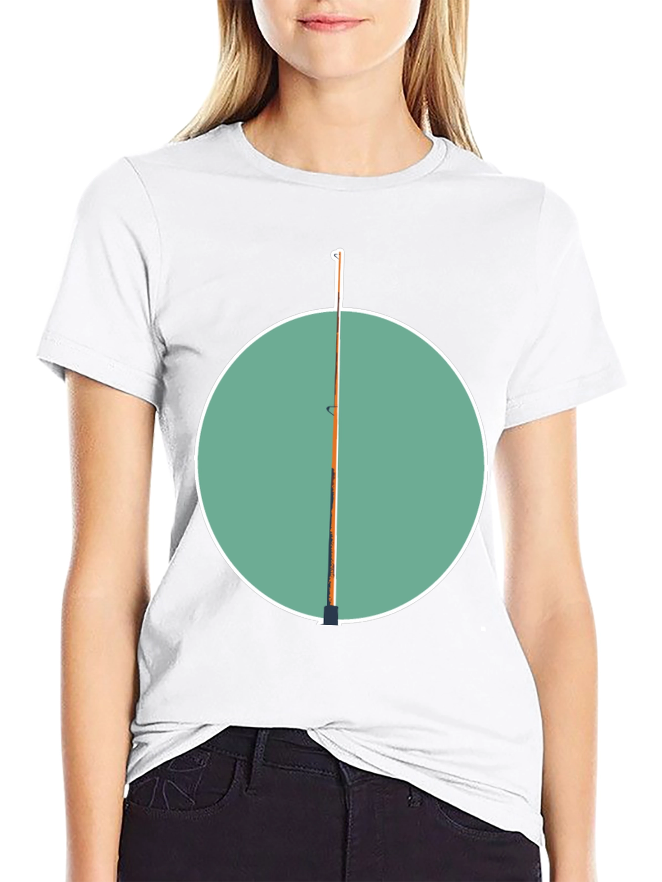 Fishing Pole Graphic Tee - Black Cotton Casual Shirt