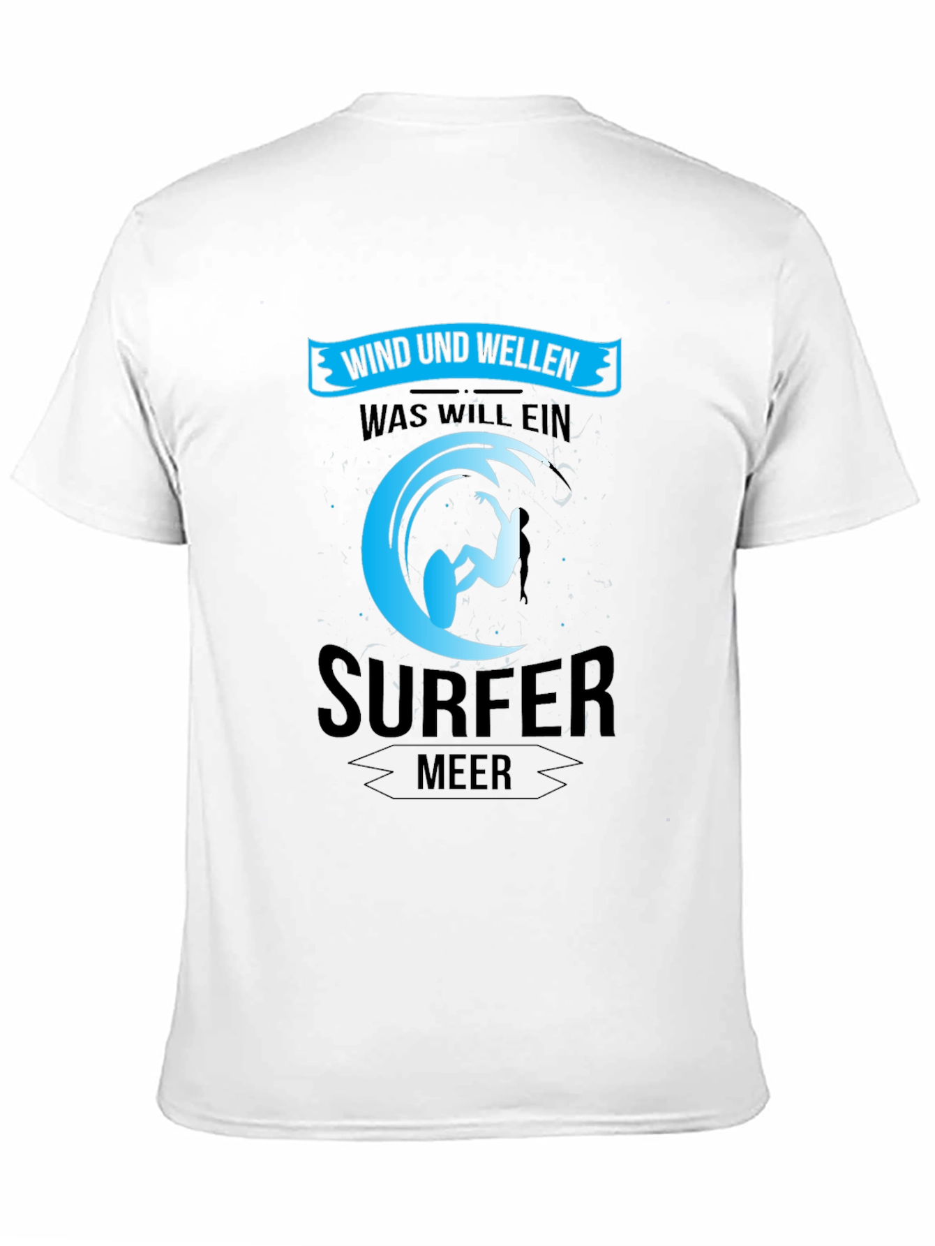 Surfer Black T-Shirt: Wind und Wellen Design