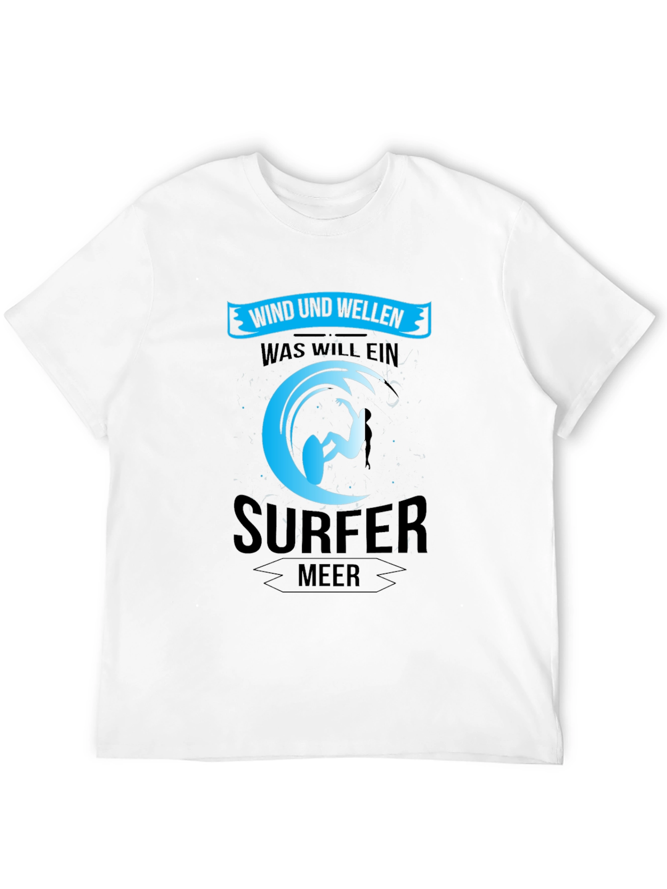 Surfer Black T-Shirt: Wind und Wellen Design