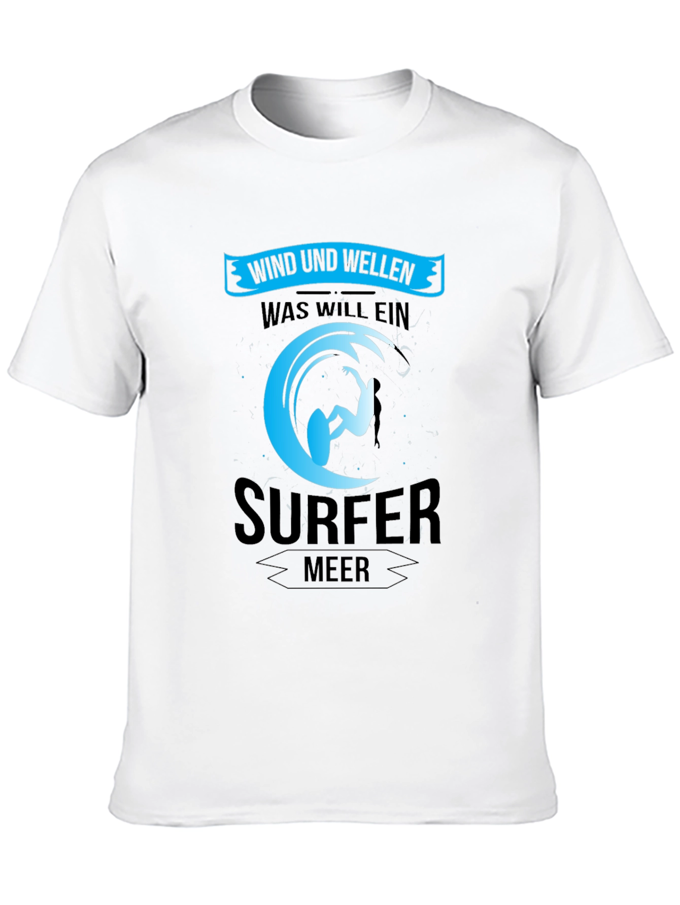 Surfer Black T-Shirt: Wind und Wellen Design