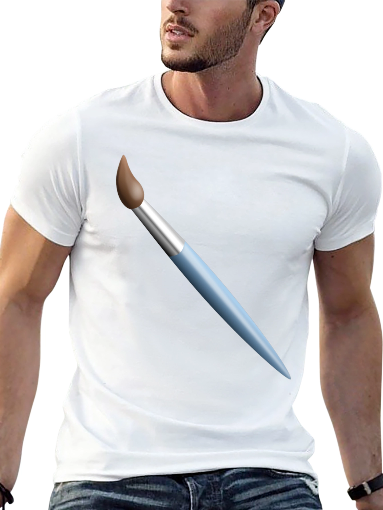 Paint Brush Graphic T-Shirt - Artistic Design Casual Wear