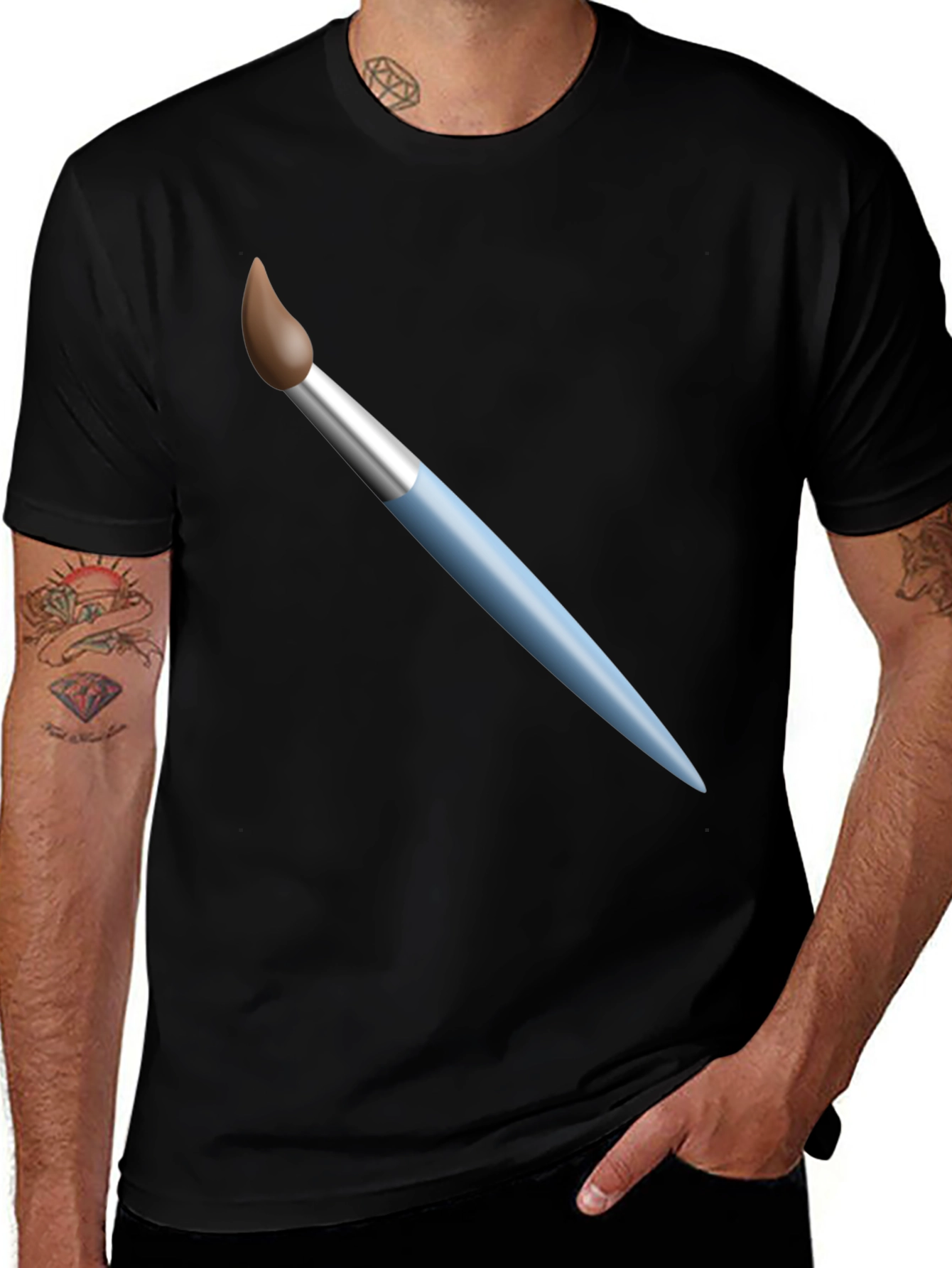Paint Brush Graphic T-Shirt - Artistic Design Casual Wear