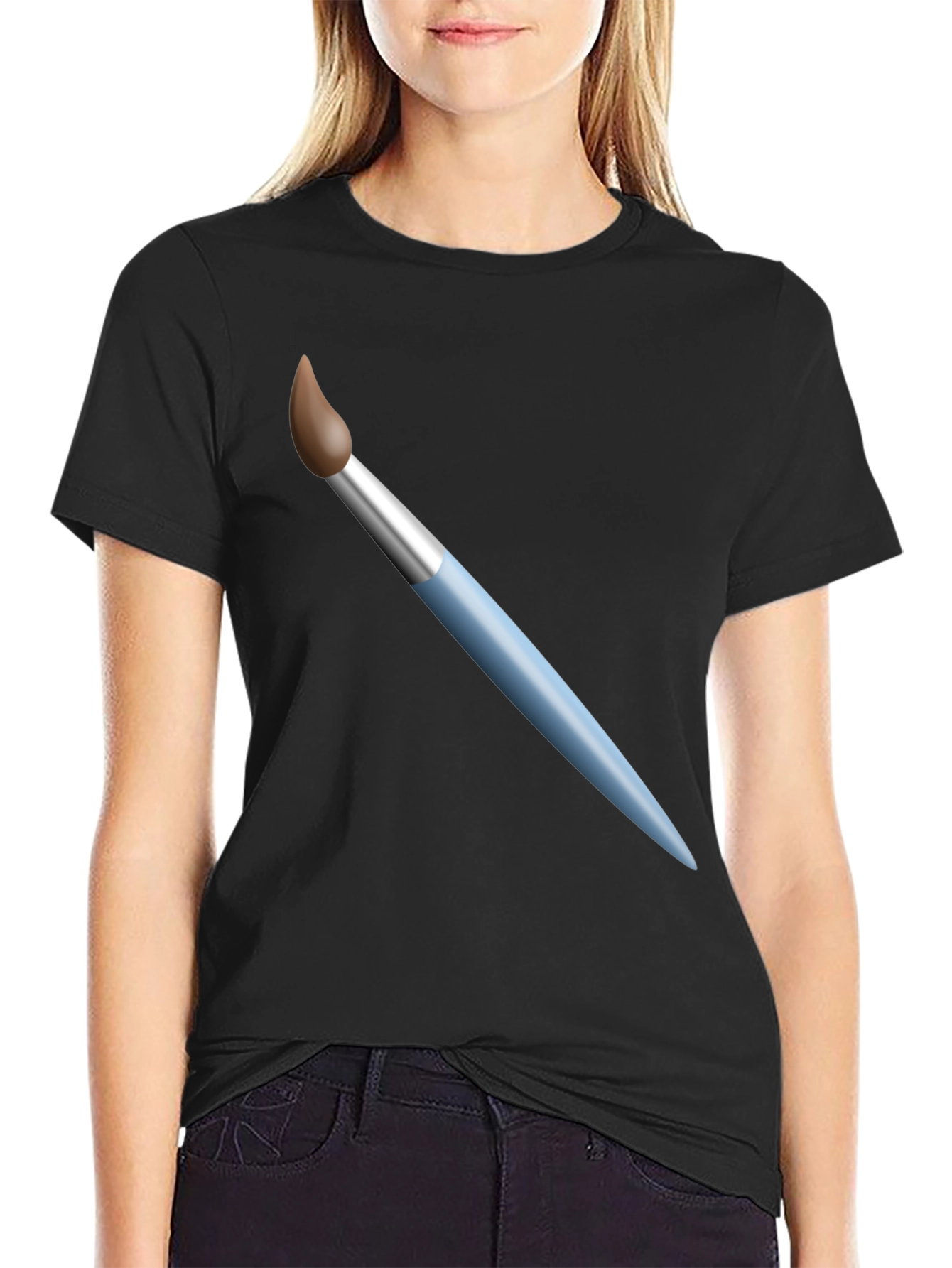 Paint Brush Graphic T-Shirt - Artistic Design Casual Wear
