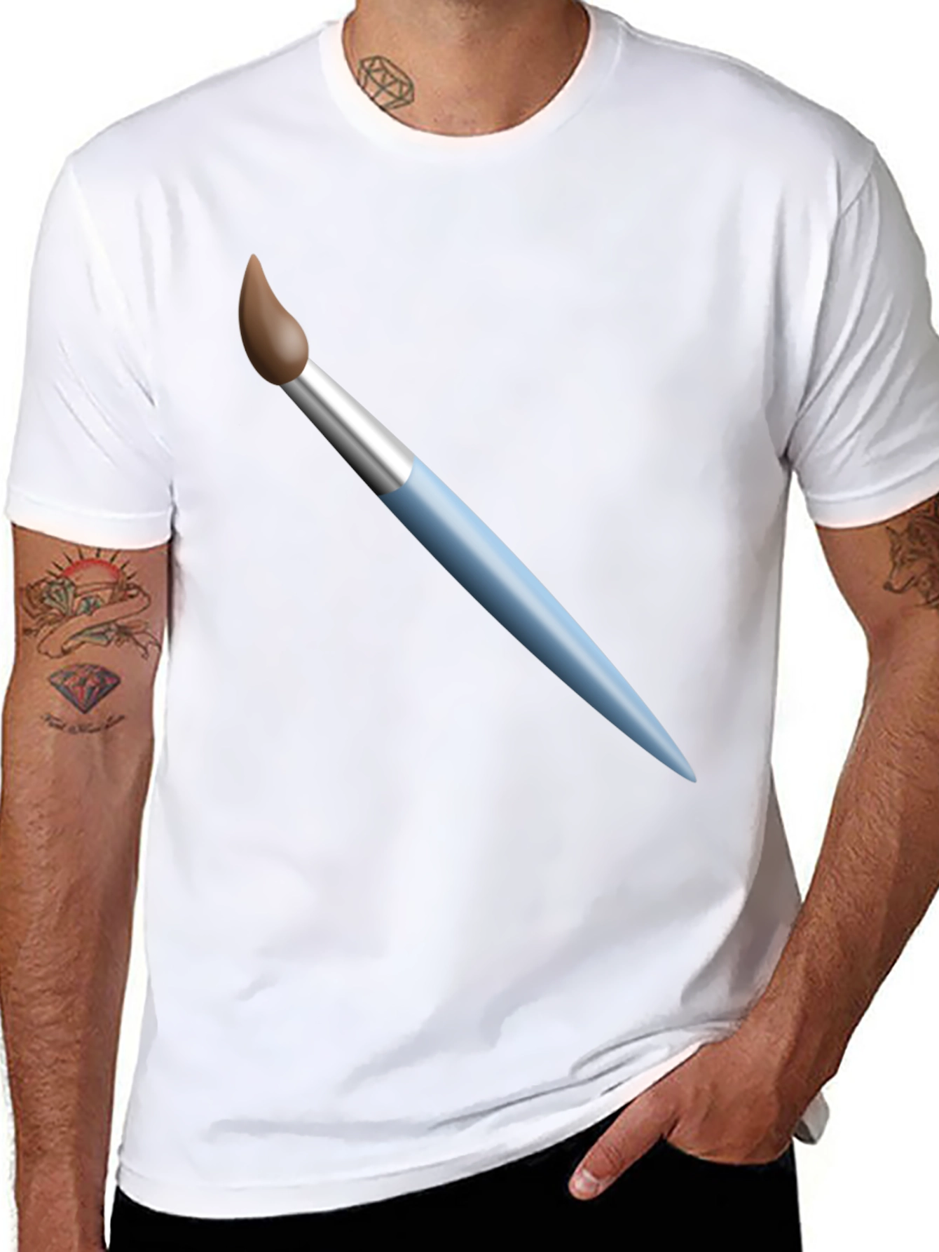 Paint Brush Graphic T-Shirt - Artistic Design Casual Wear