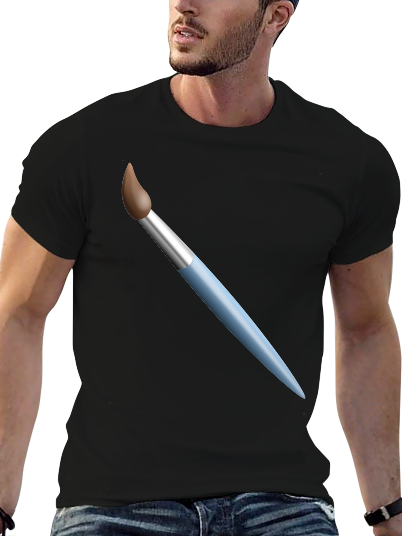 Paint Brush Graphic T-Shirt - Artistic Design Casual Wear