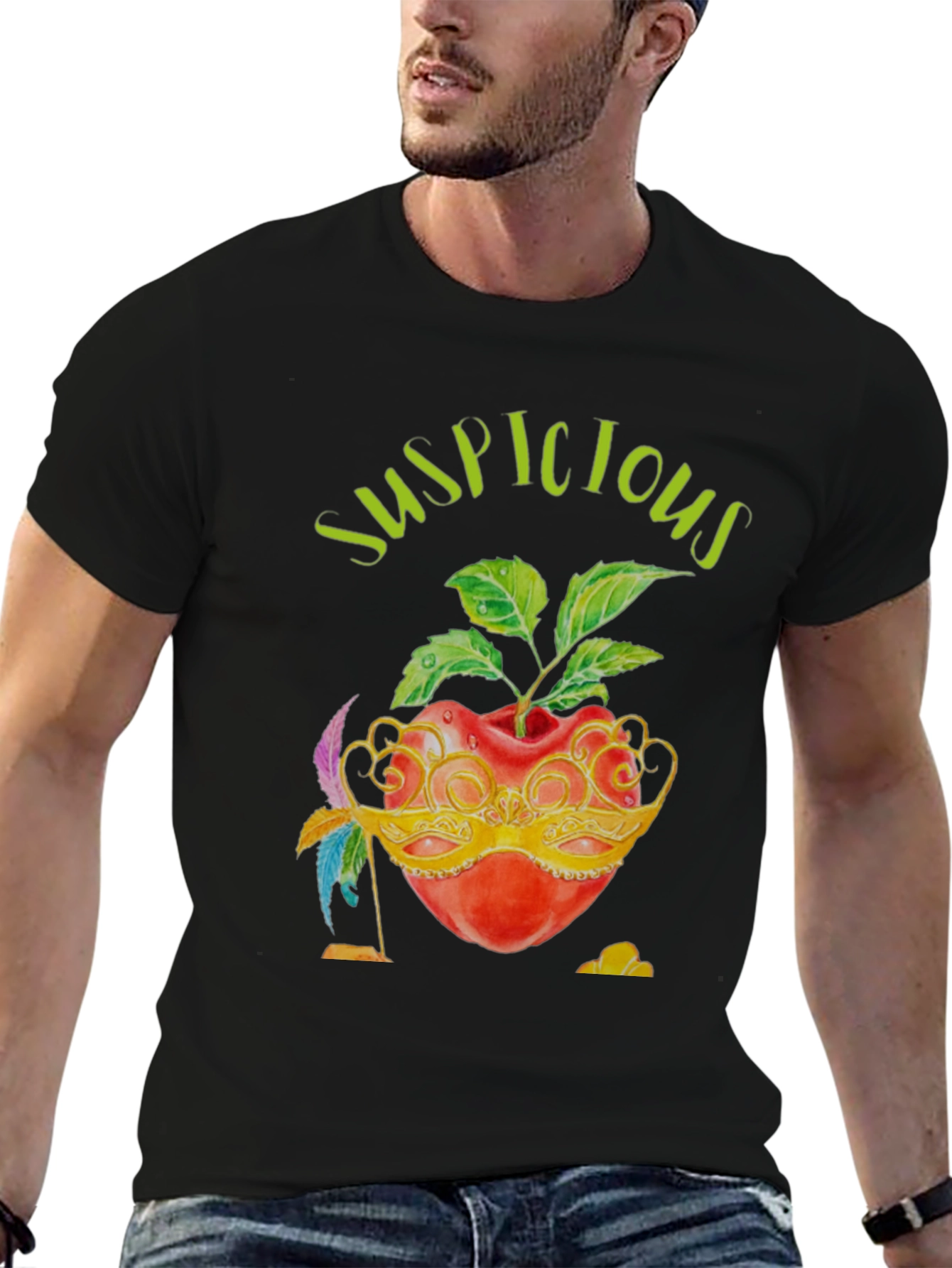 Suspicious Apple Graphic T-Shirt