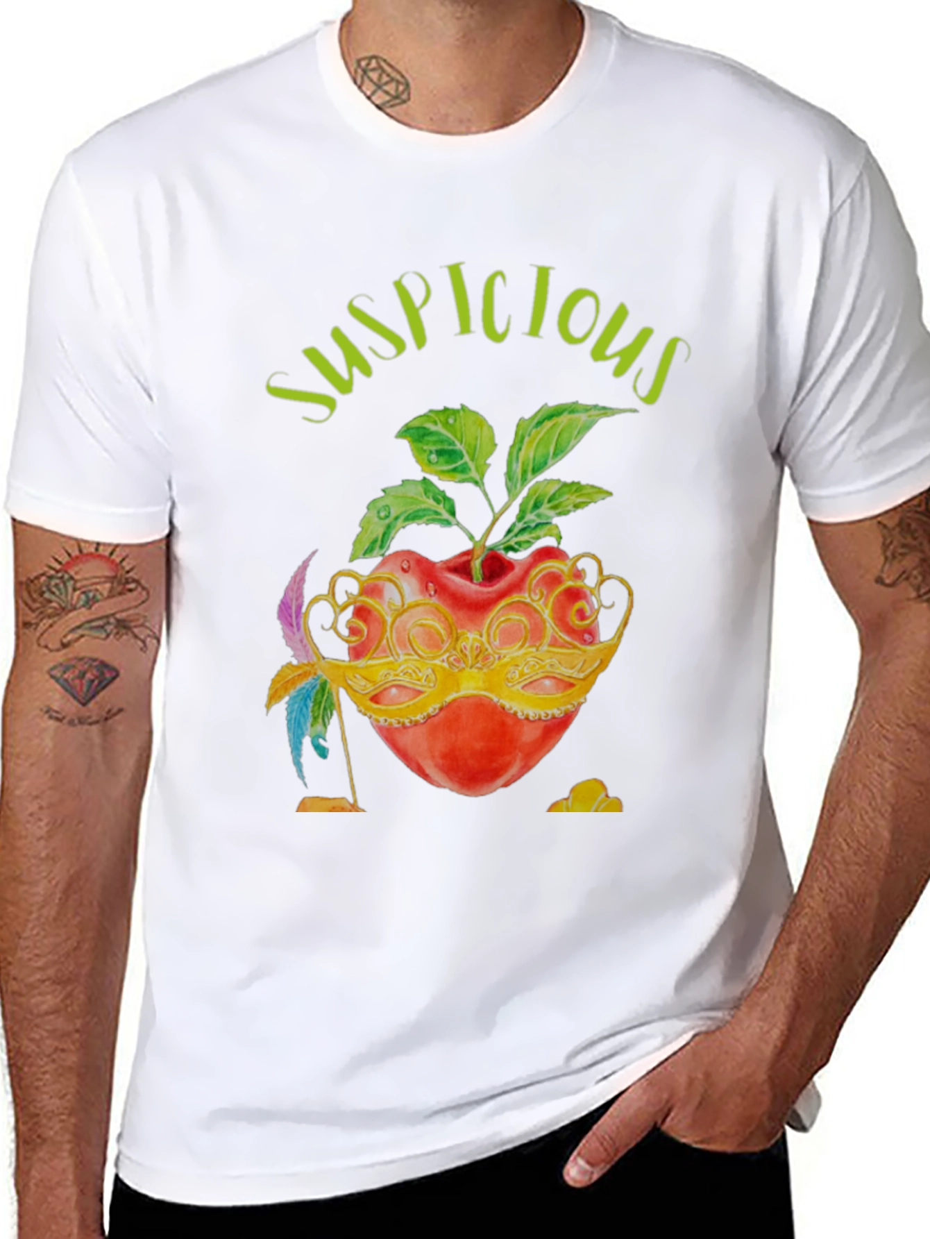 Suspicious Apple Graphic T-Shirt