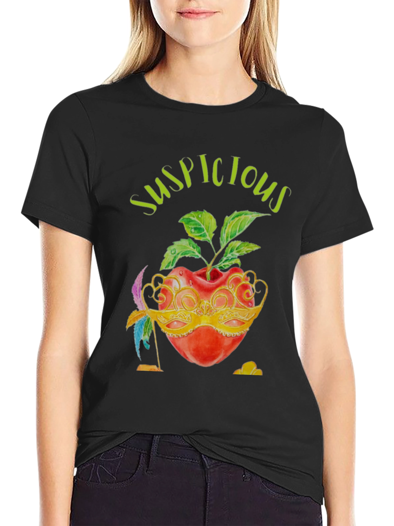 Suspicious Apple Graphic T-Shirt