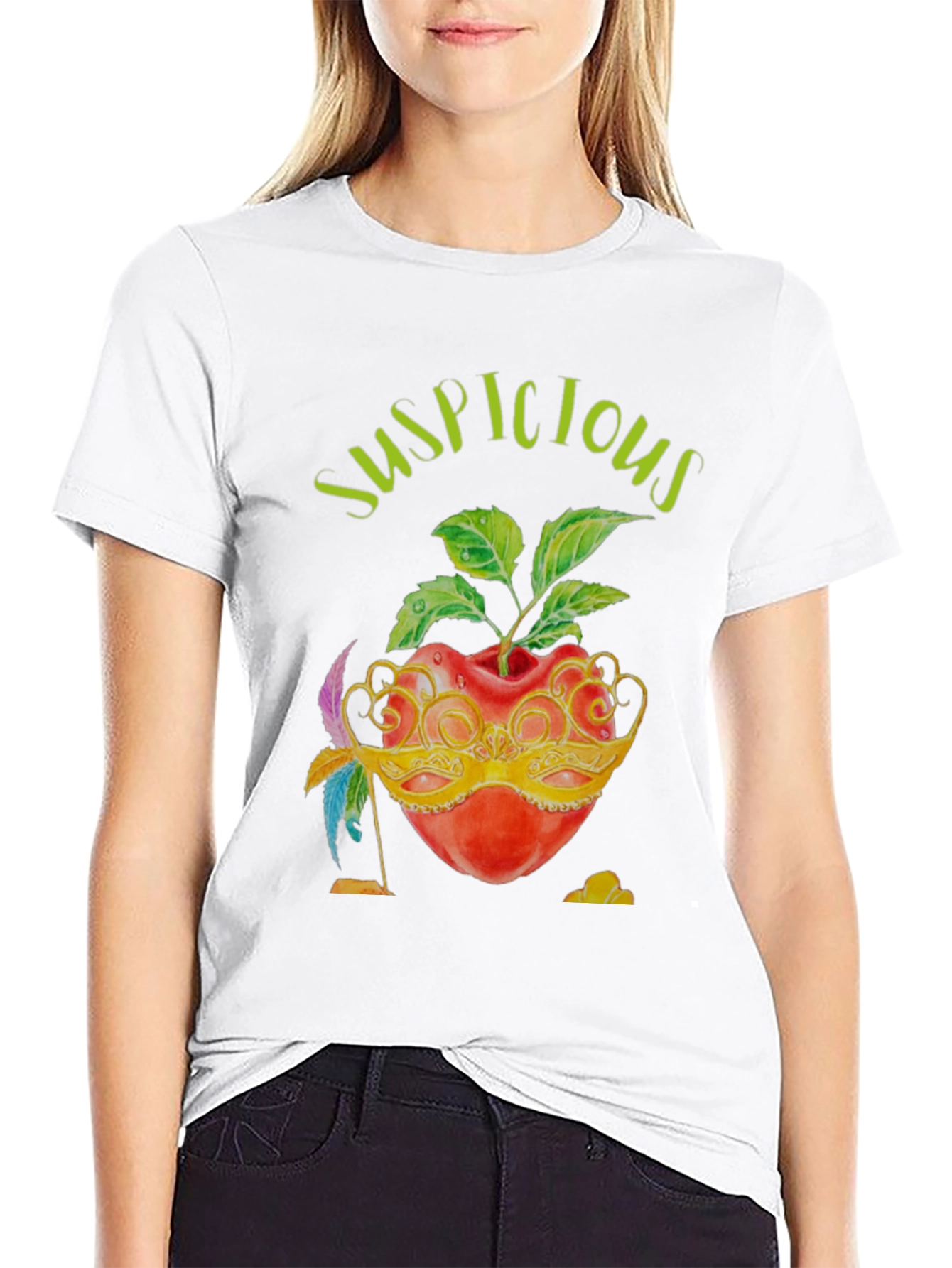 Suspicious Apple Graphic T-Shirt