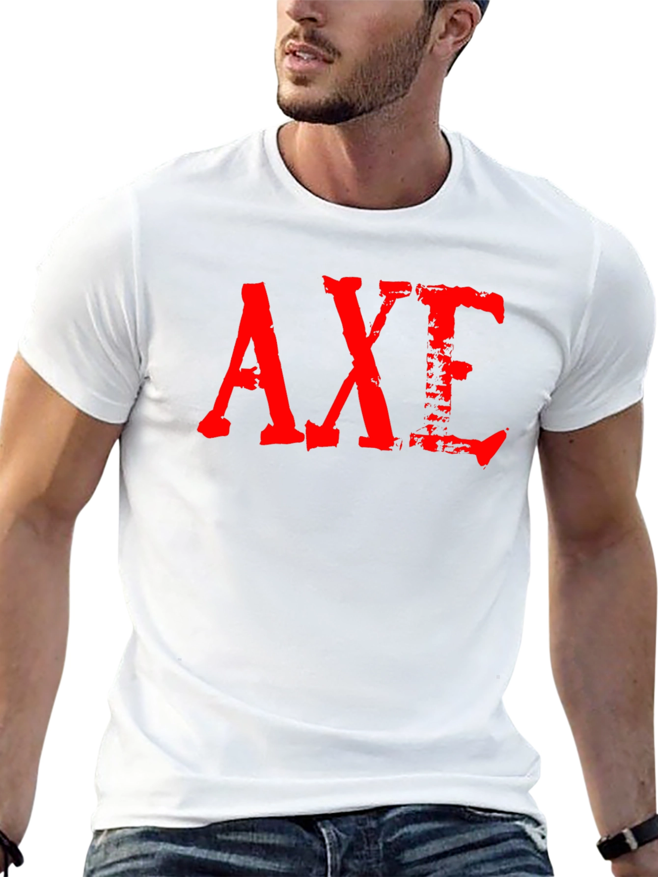 Grunge Red AXE Graphic Black T-Shirt