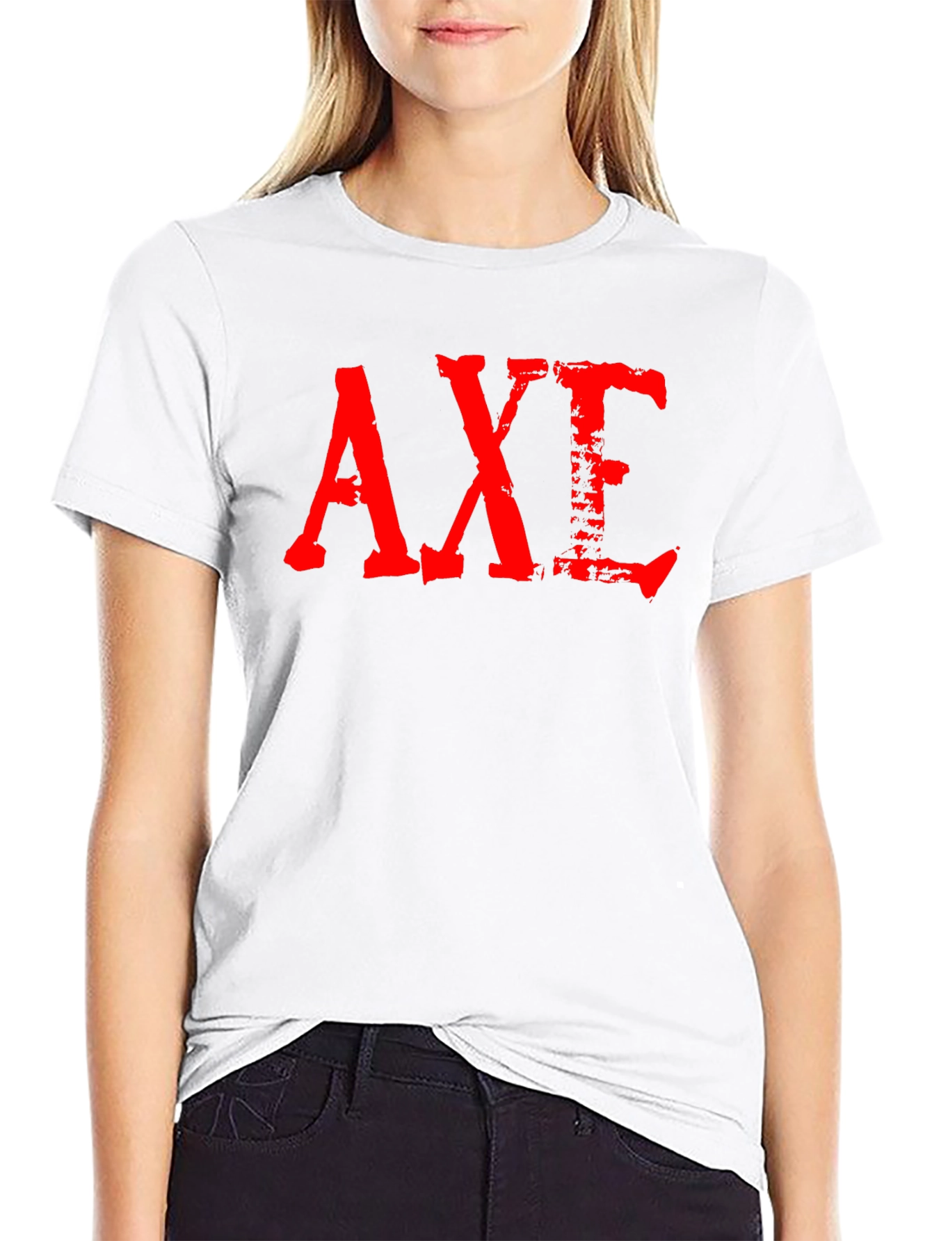 Grunge Red AXE Graphic Black T-Shirt