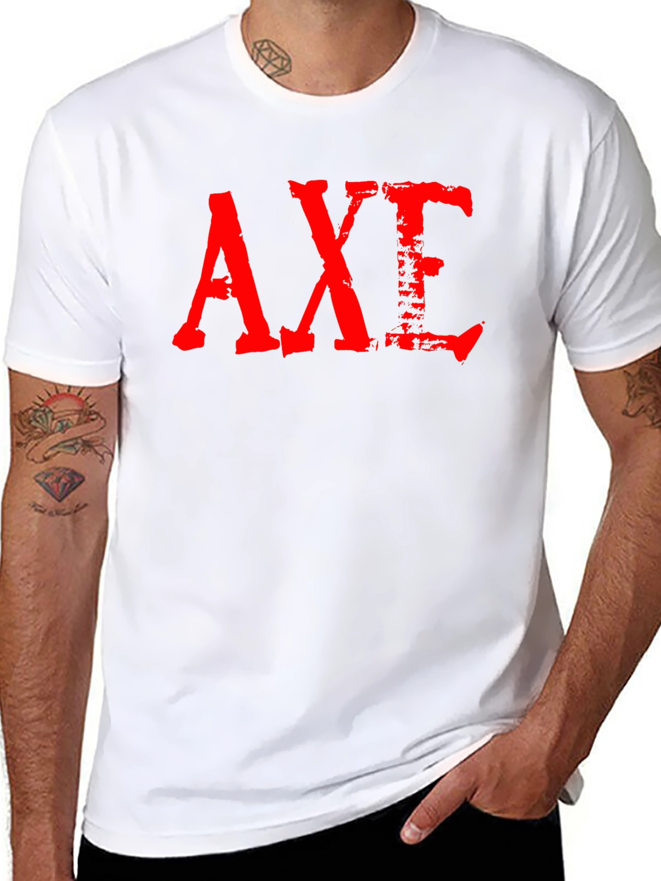 Grunge Red AXE Graphic Black T-Shirt
