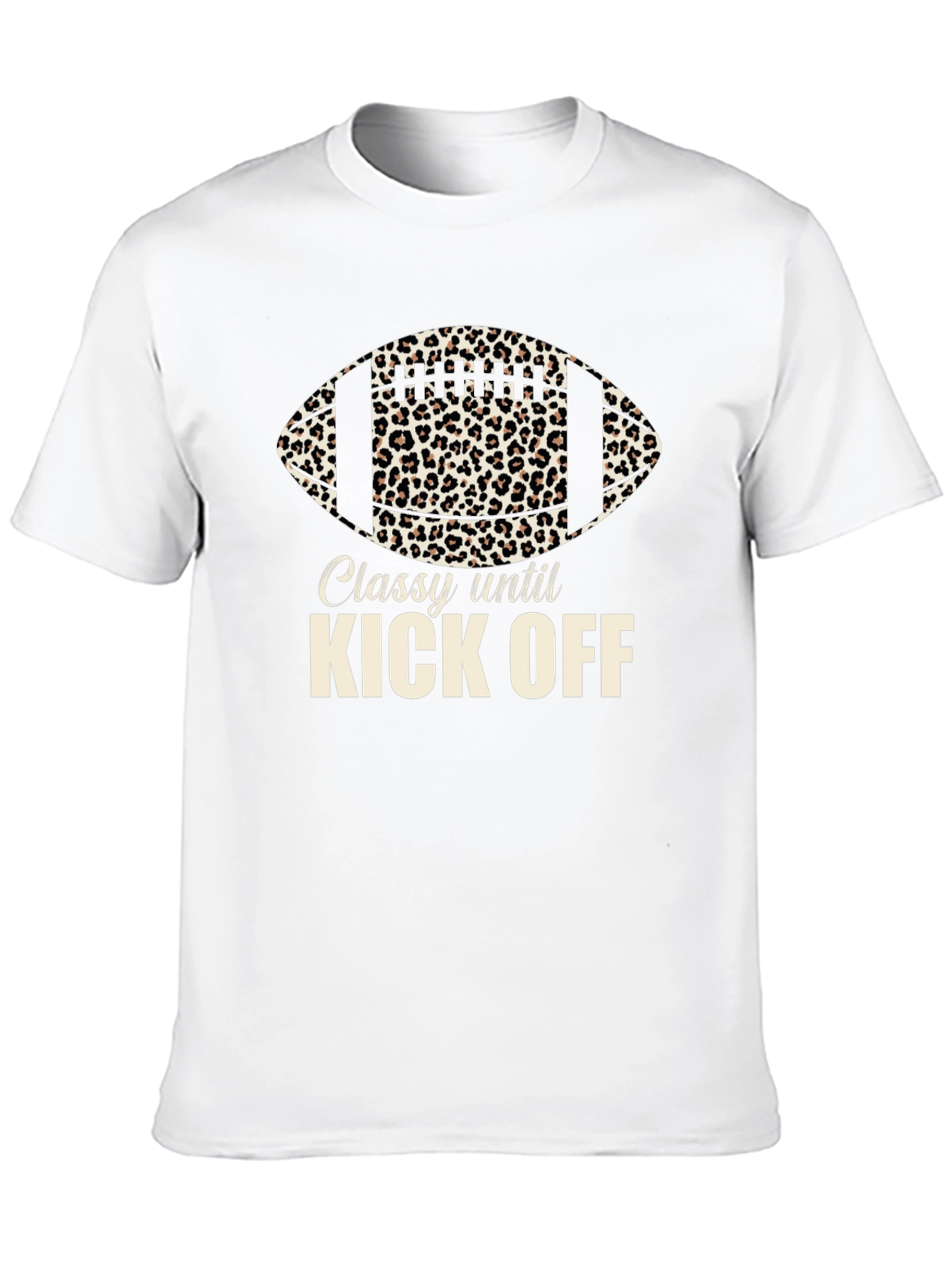 Classy Until Kick Off Football Leopard Print T-Shirt