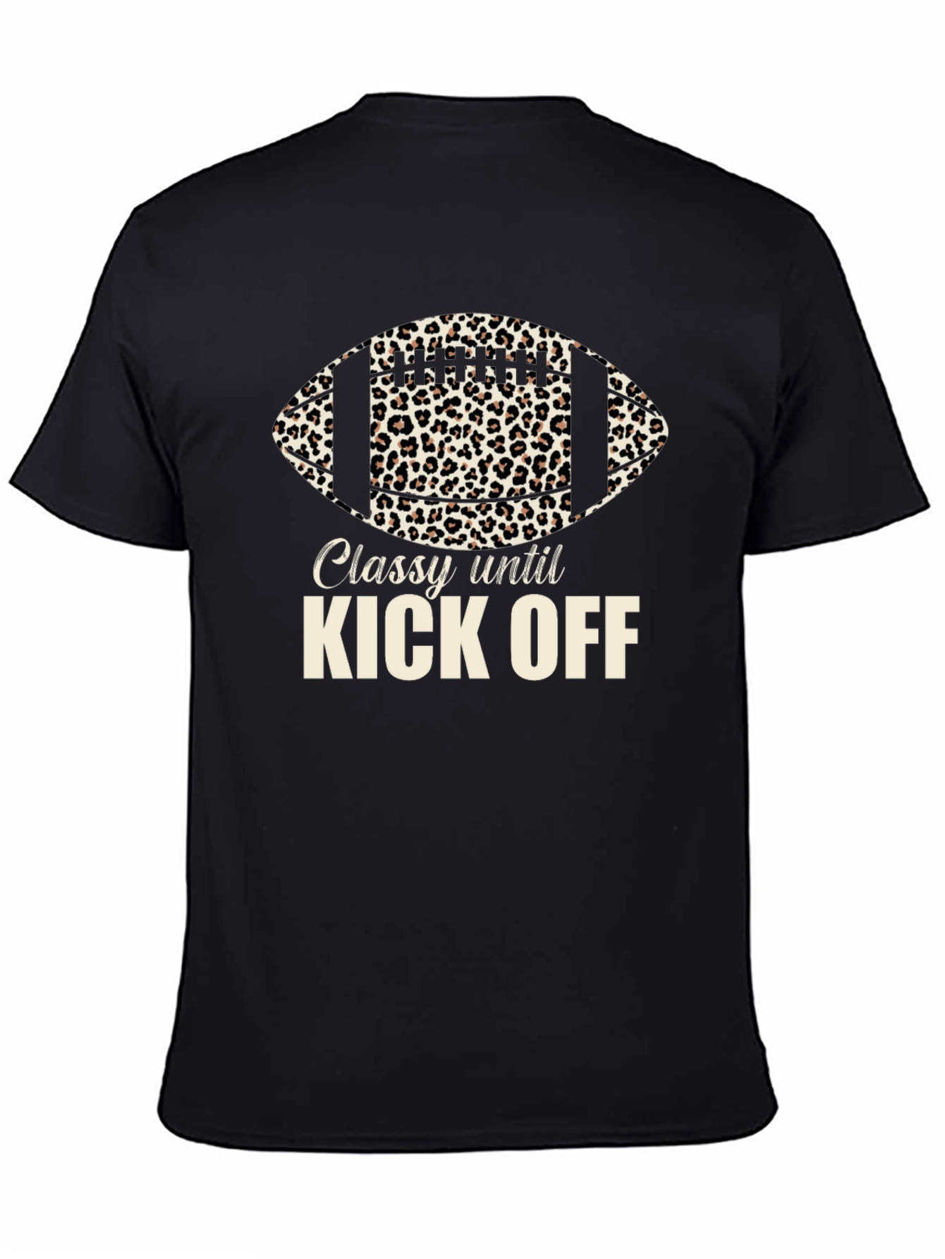 Classy Until Kick Off Football Leopard Print T-Shirt