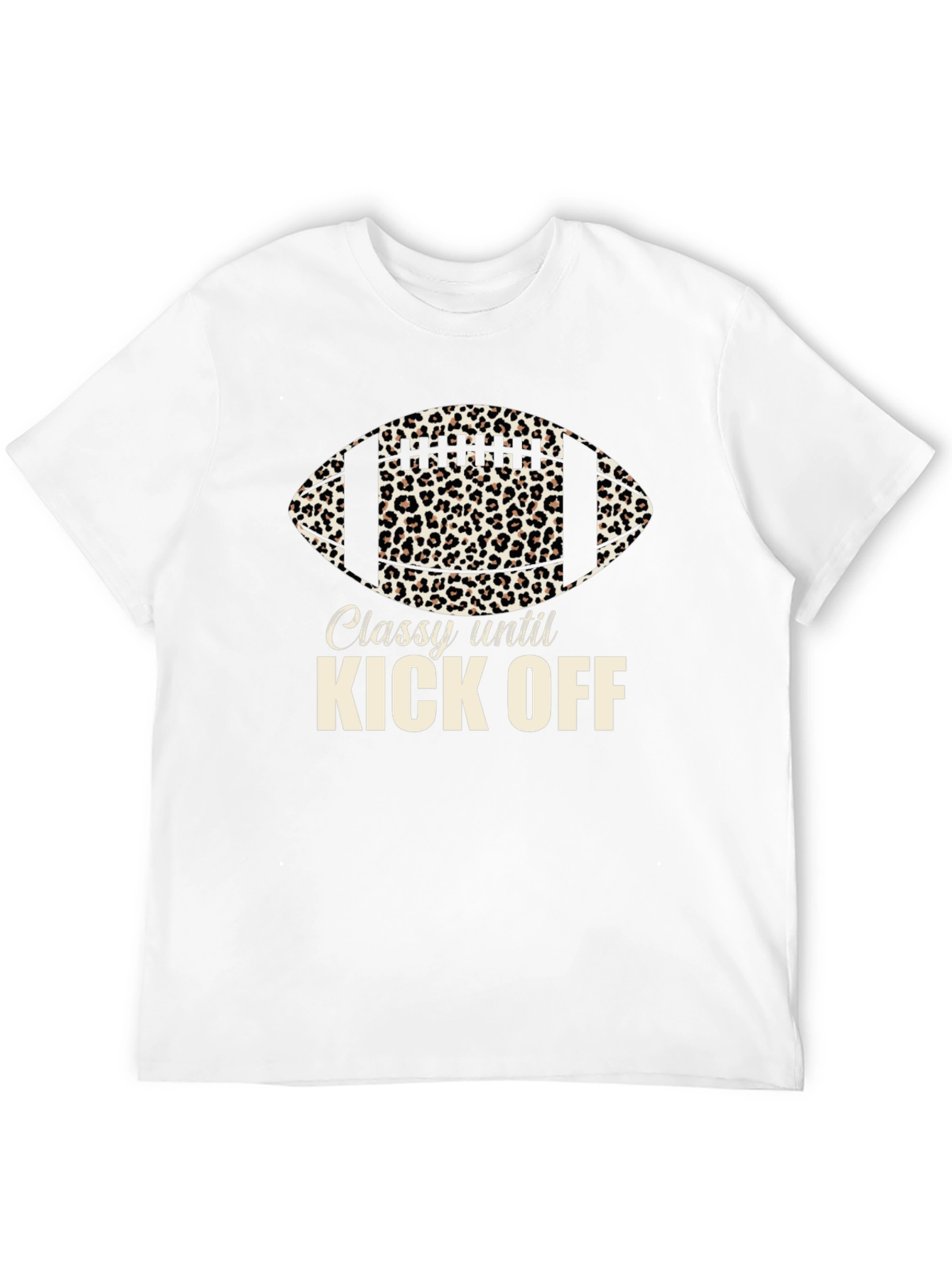 Classy Until Kick Off Football Leopard Print T-Shirt