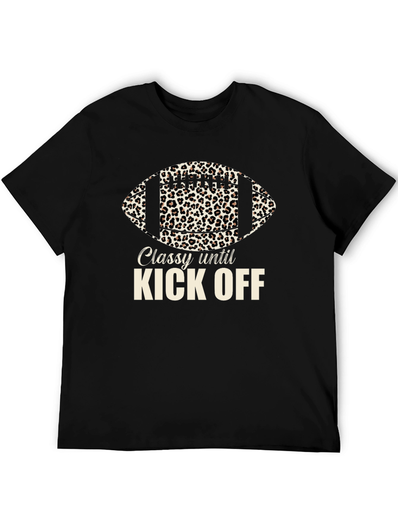 Classy Until Kick Off Football Leopard Print T-Shirt