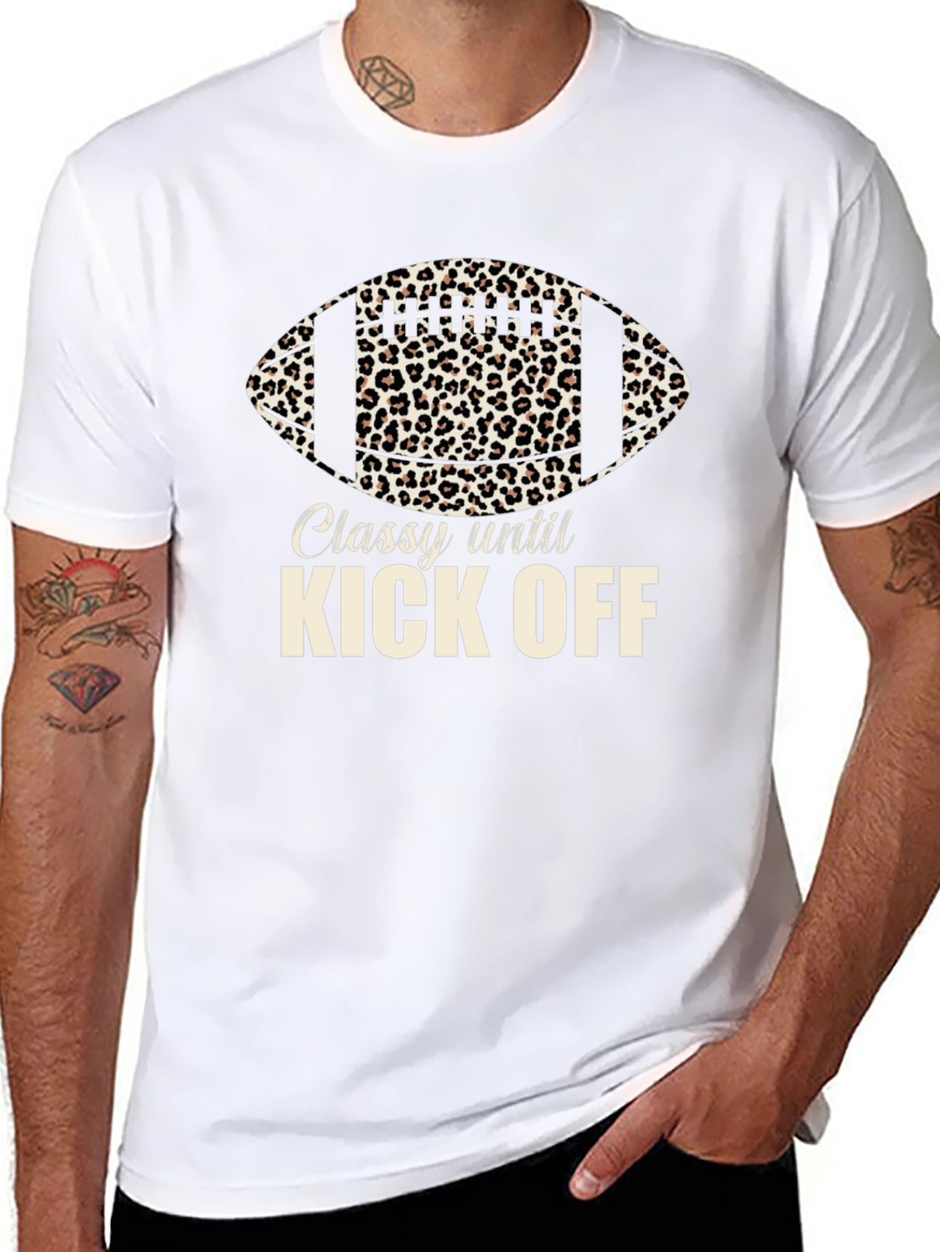 Classy Until Kick Off Football Leopard Print T-Shirt