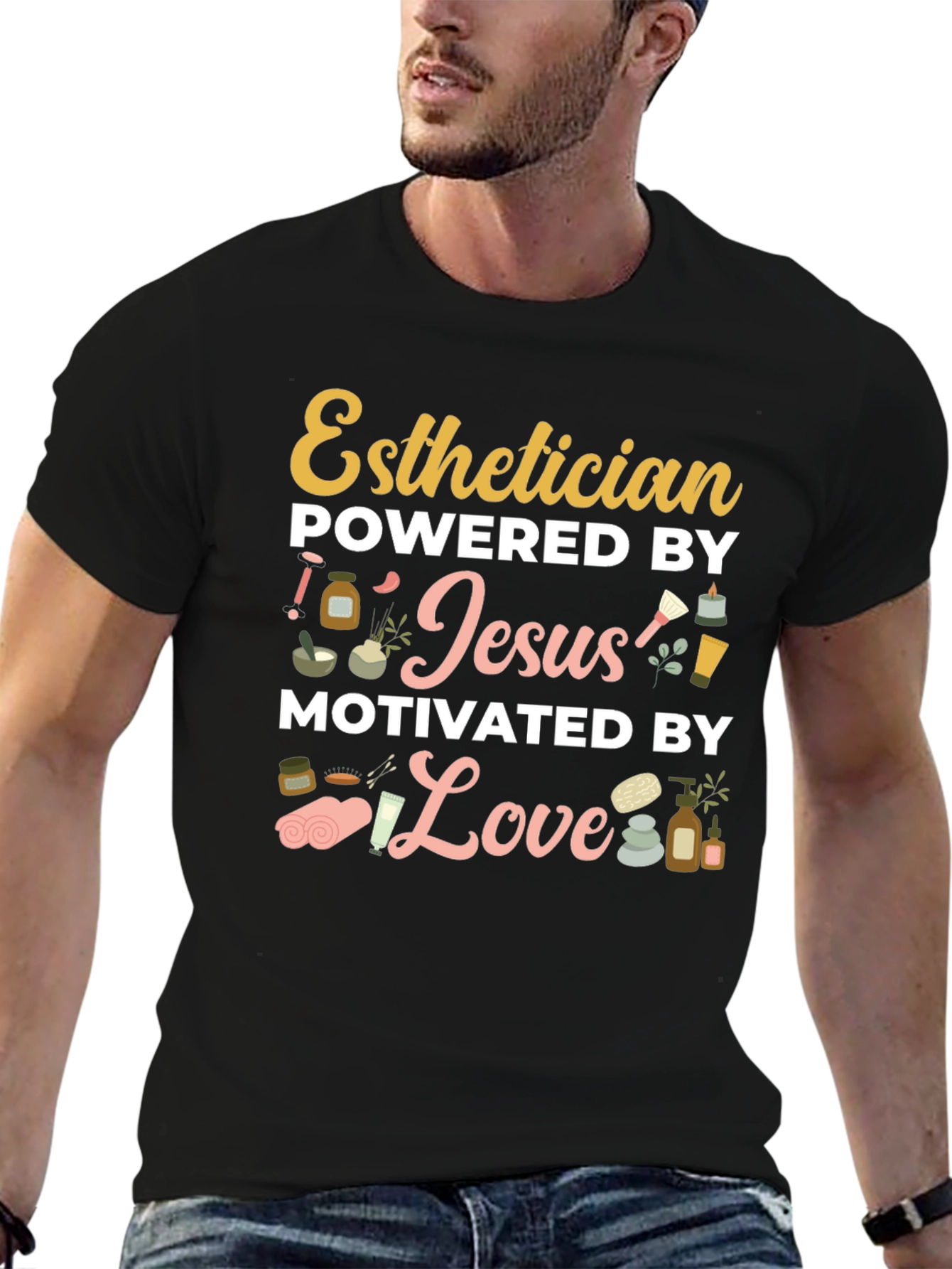 Esthetician Powered by Jesus T-Shirt