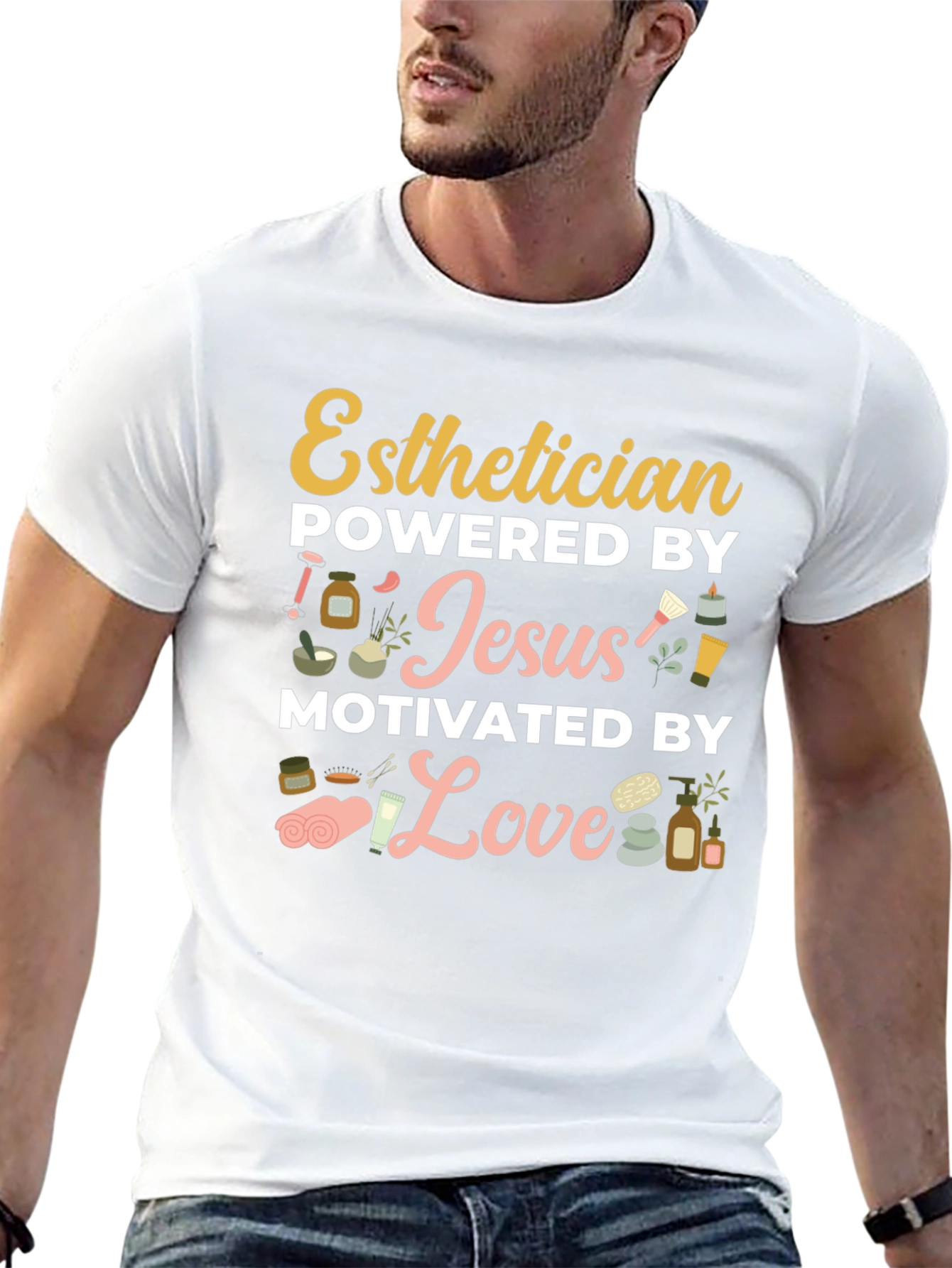 Esthetician Powered by Jesus T-Shirt
