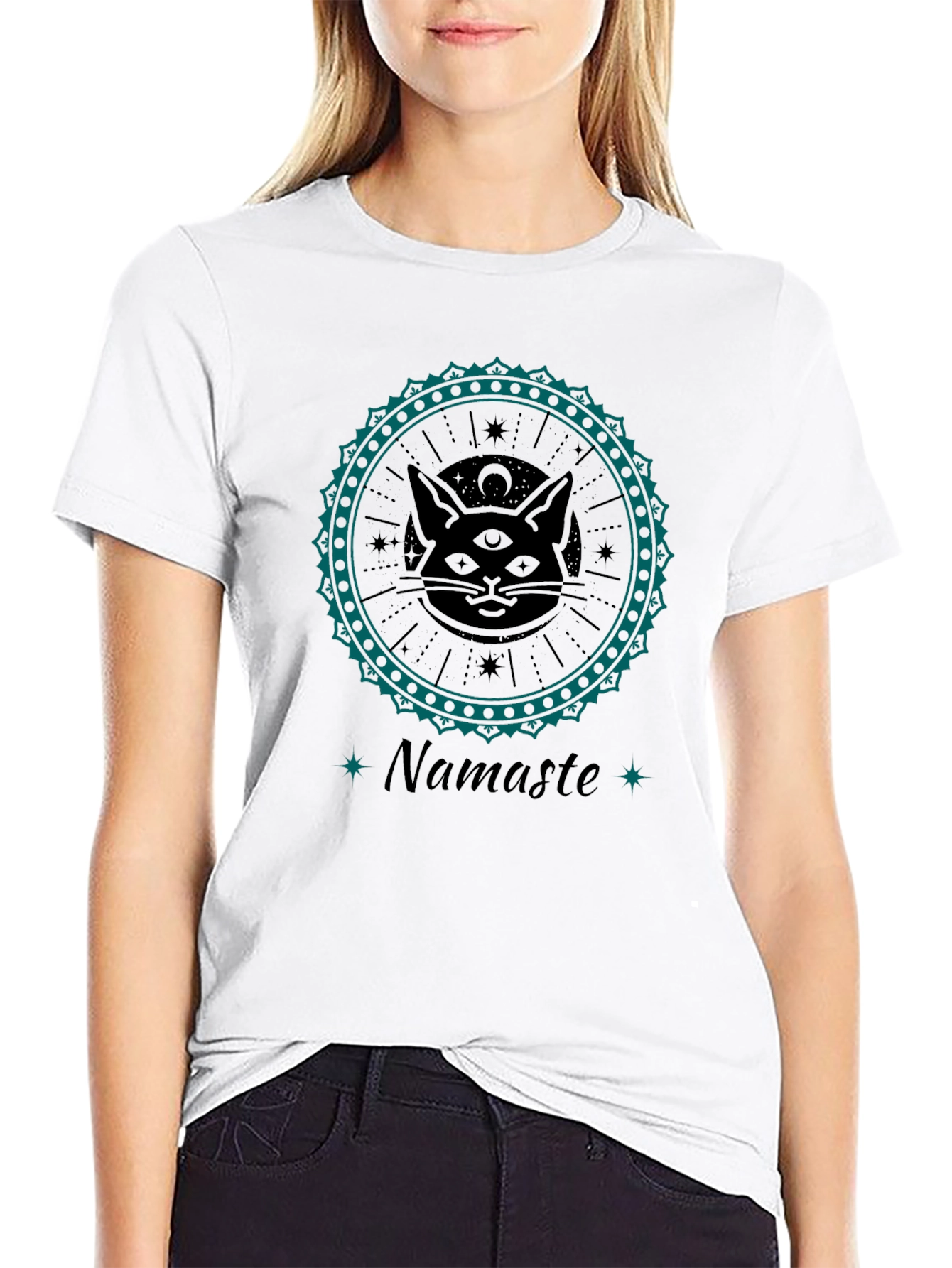 Namaste Cat Graphic T-Shirt - Unique Design