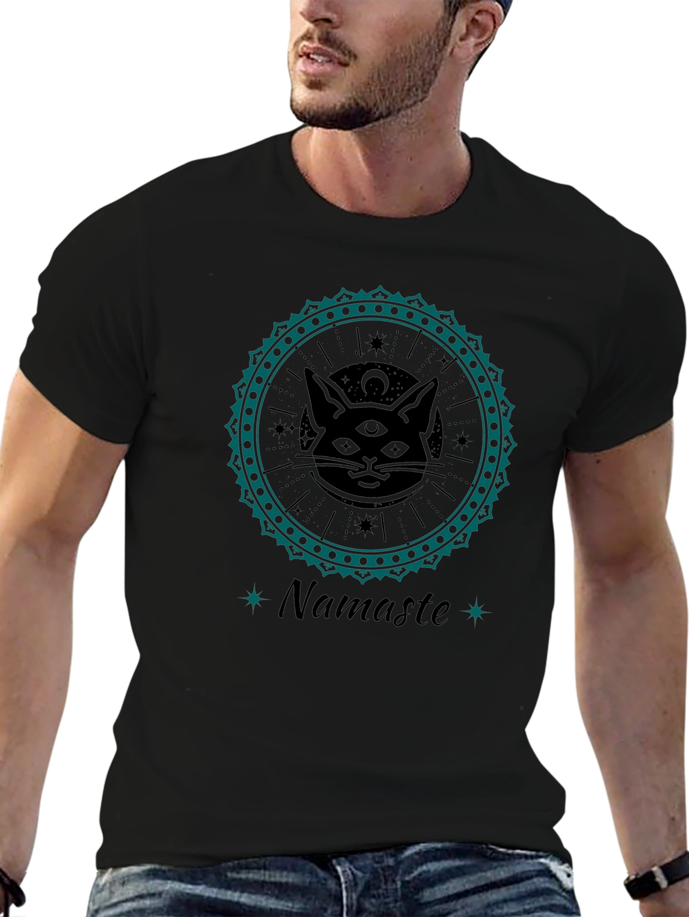 Namaste Cat Graphic T-Shirt - Unique Design