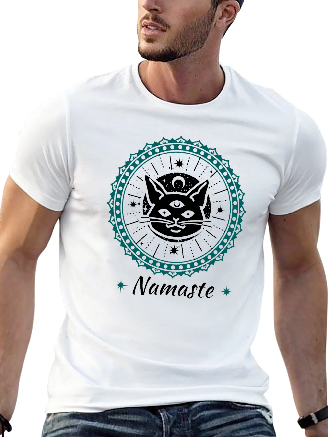 Namaste Cat Graphic T-Shirt - Unique Design