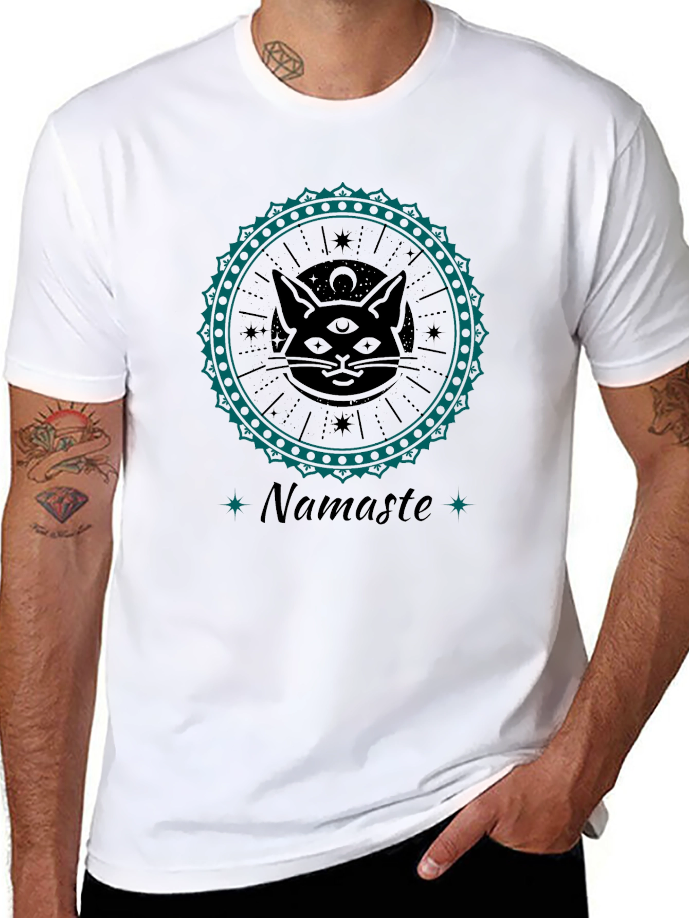 Namaste Cat Graphic T-Shirt - Unique Design