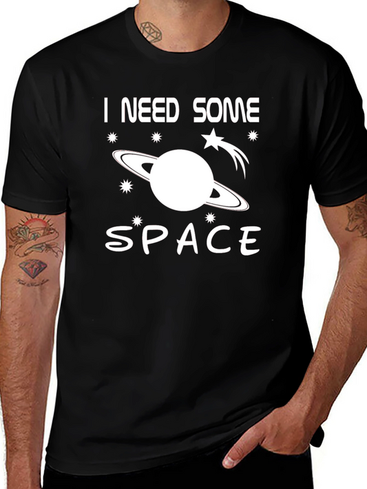 I Need Some Space Graphic T-Shirt - Black Cotton Blend