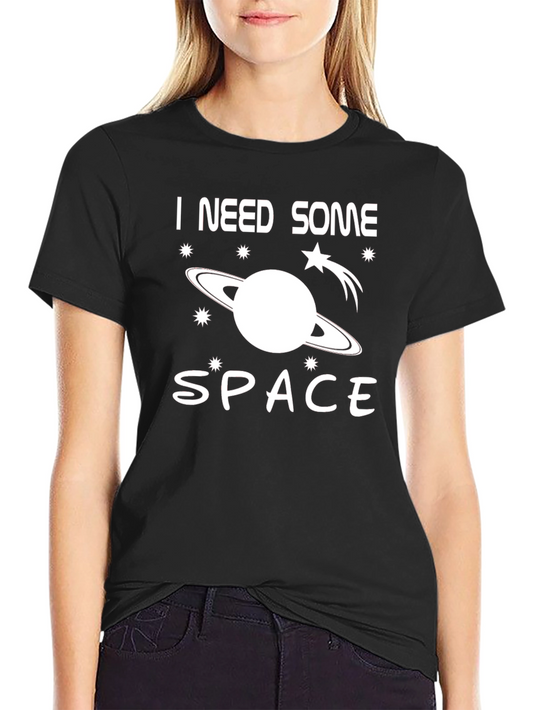 I Need Some Space Graphic T-Shirt - Black Cotton Blend