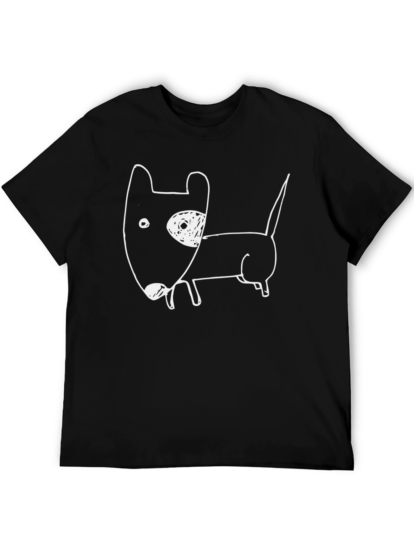 Dog Sketch Graphic Tee - Casual Cotton Shirt