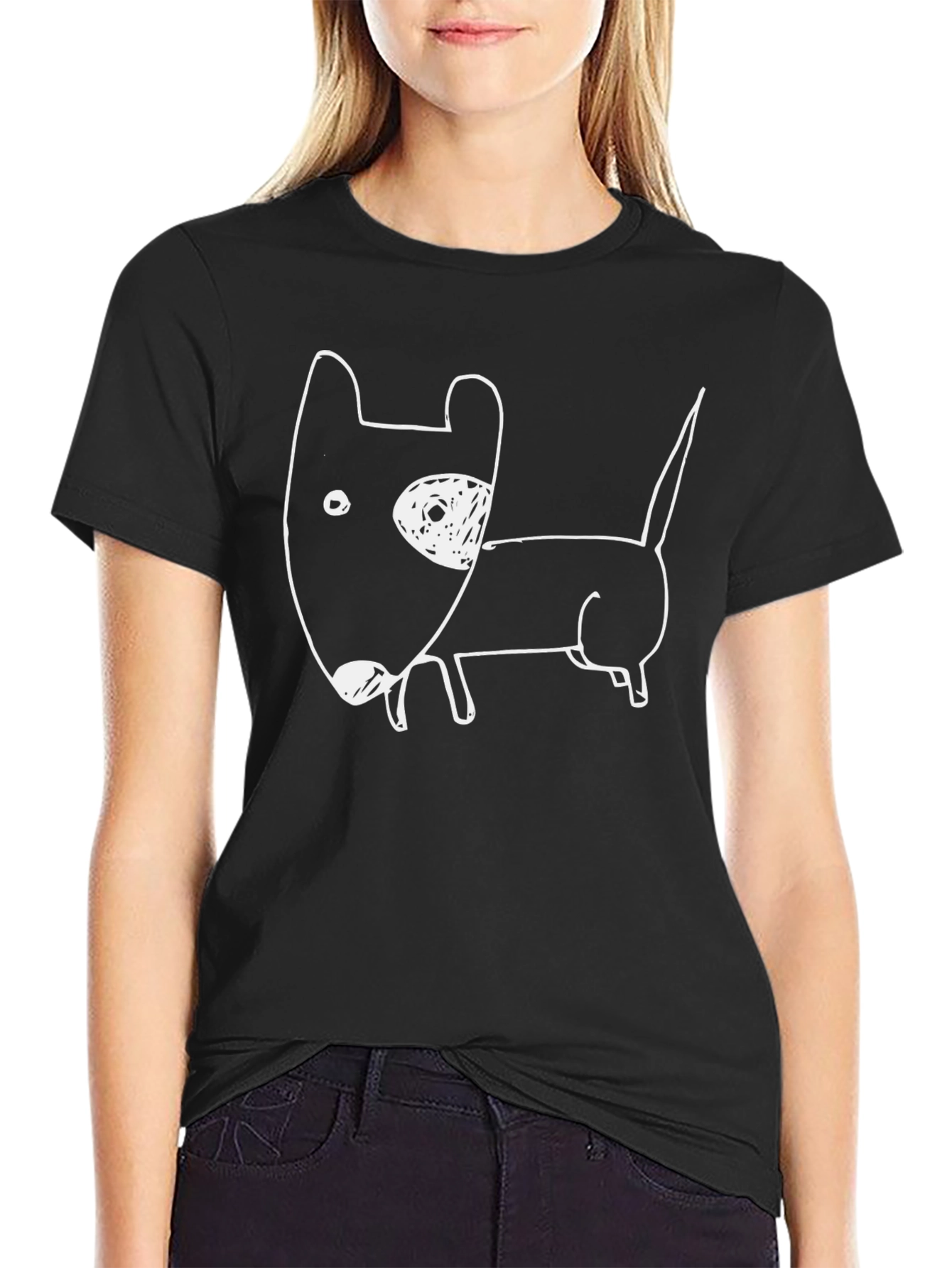 Dog Sketch Graphic Tee - Casual Cotton Shirt