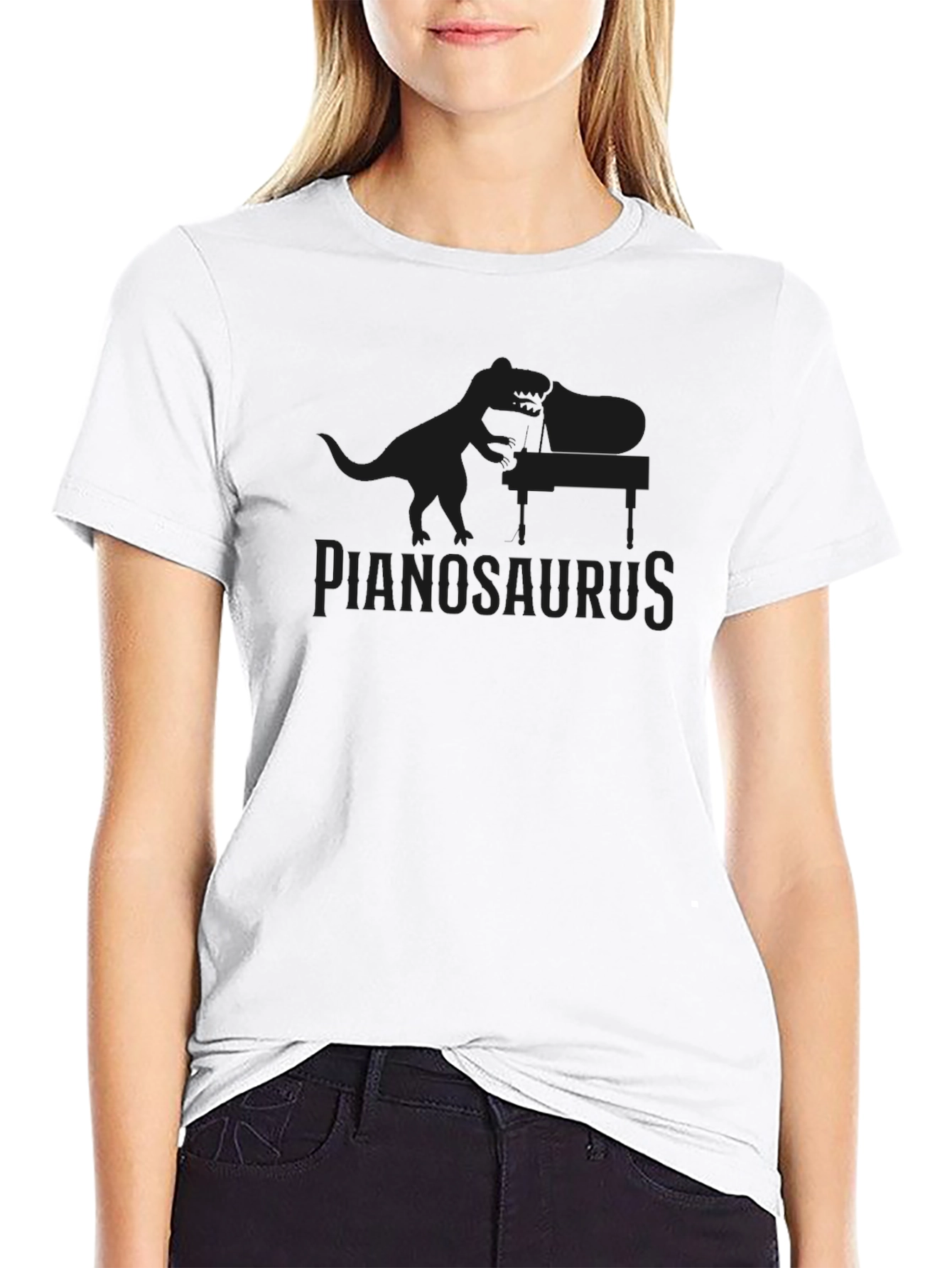 Pianosaurus T-Shirt - Dinosaur Playing Piano