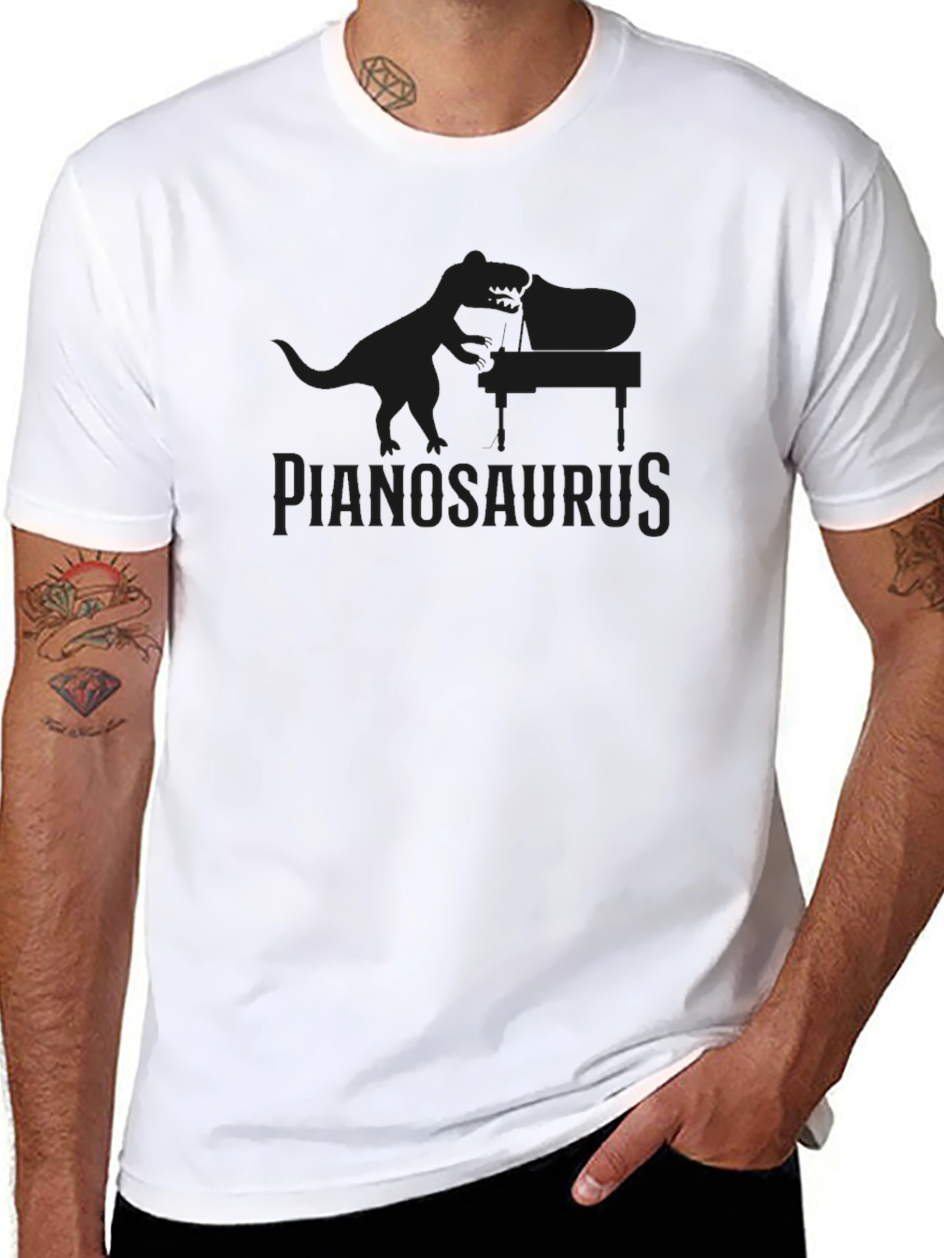 Pianosaurus T-Shirt - Dinosaur Playing Piano