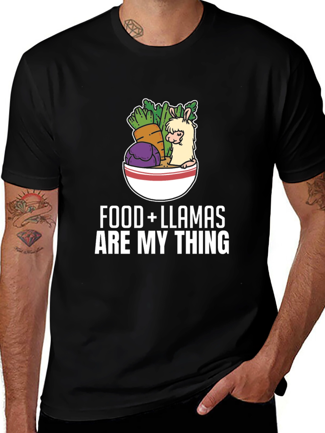 Food and Llamas T-Shirt: Graphic Tee
