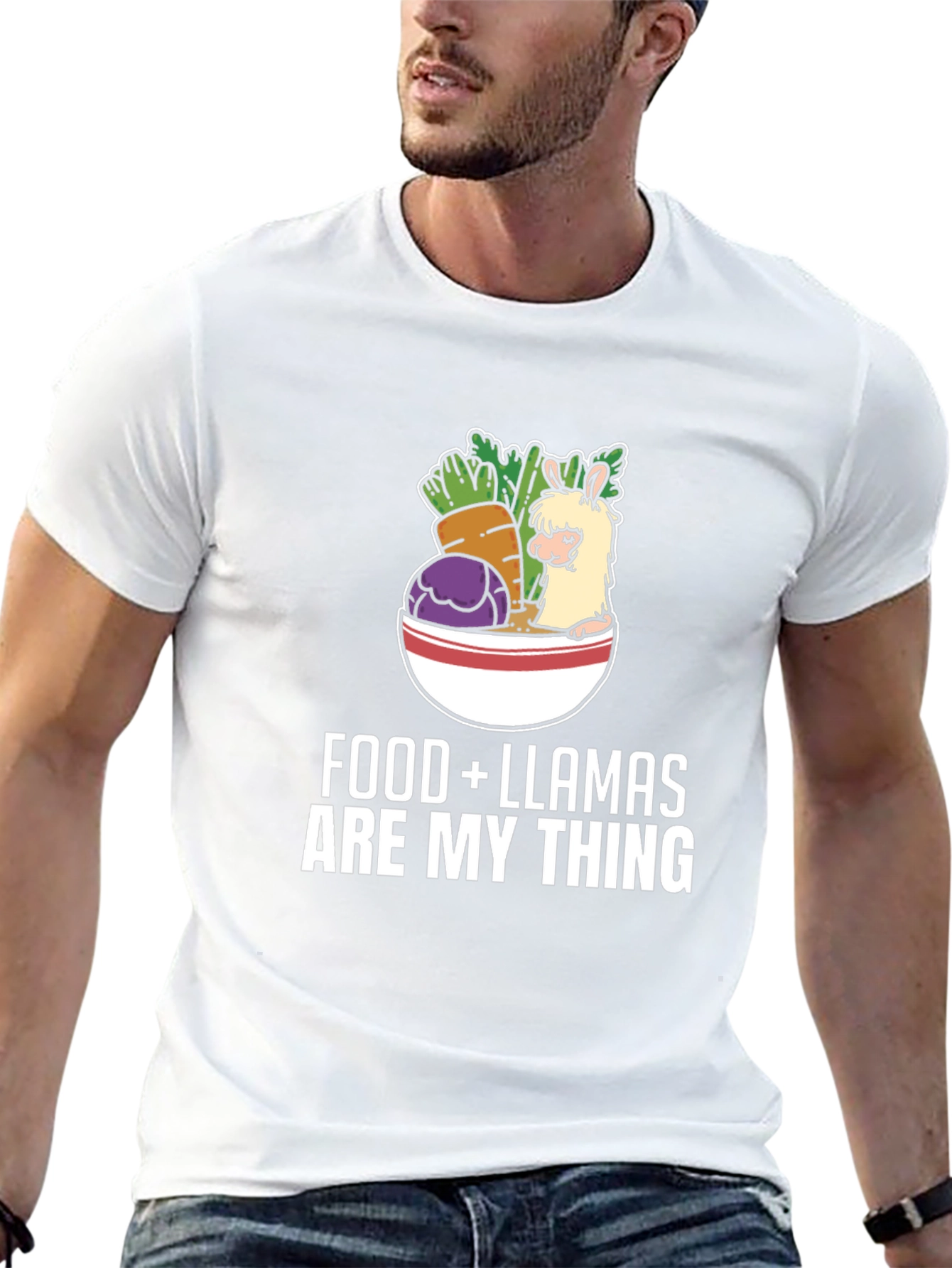 Food and Llamas T-Shirt: Graphic Tee
