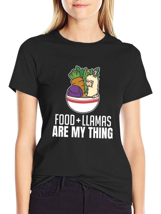 Food and Llamas T-Shirt: Graphic Tee
