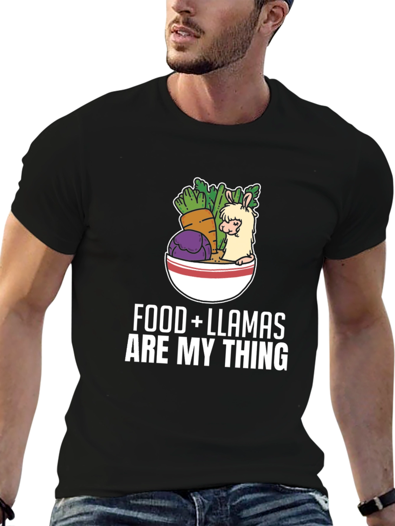 Food and Llamas T-Shirt: Graphic Tee