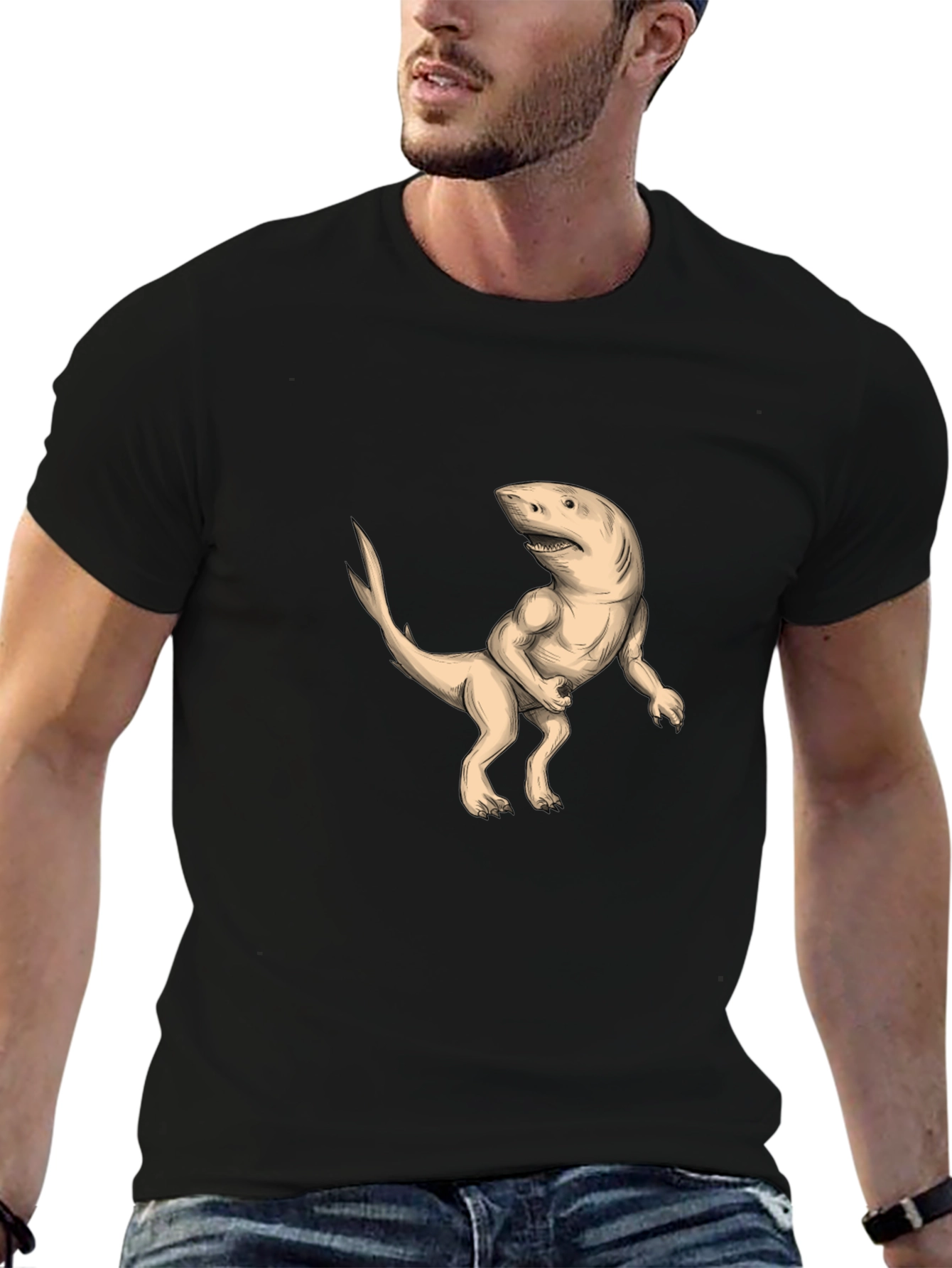 Shark-Dinosaur Hybrid Graphic Print Tee