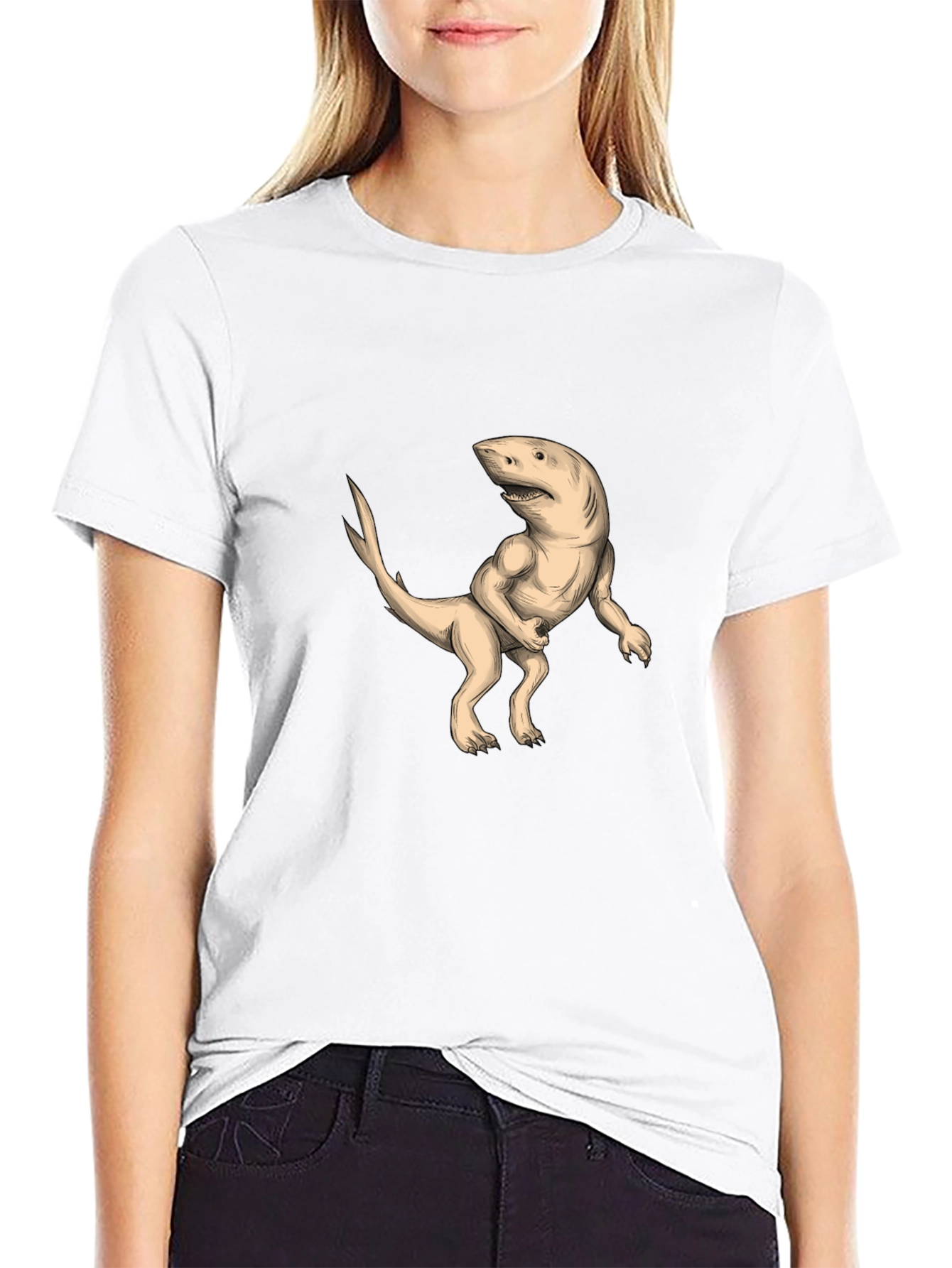 Shark-Dinosaur Hybrid Graphic Print Tee
