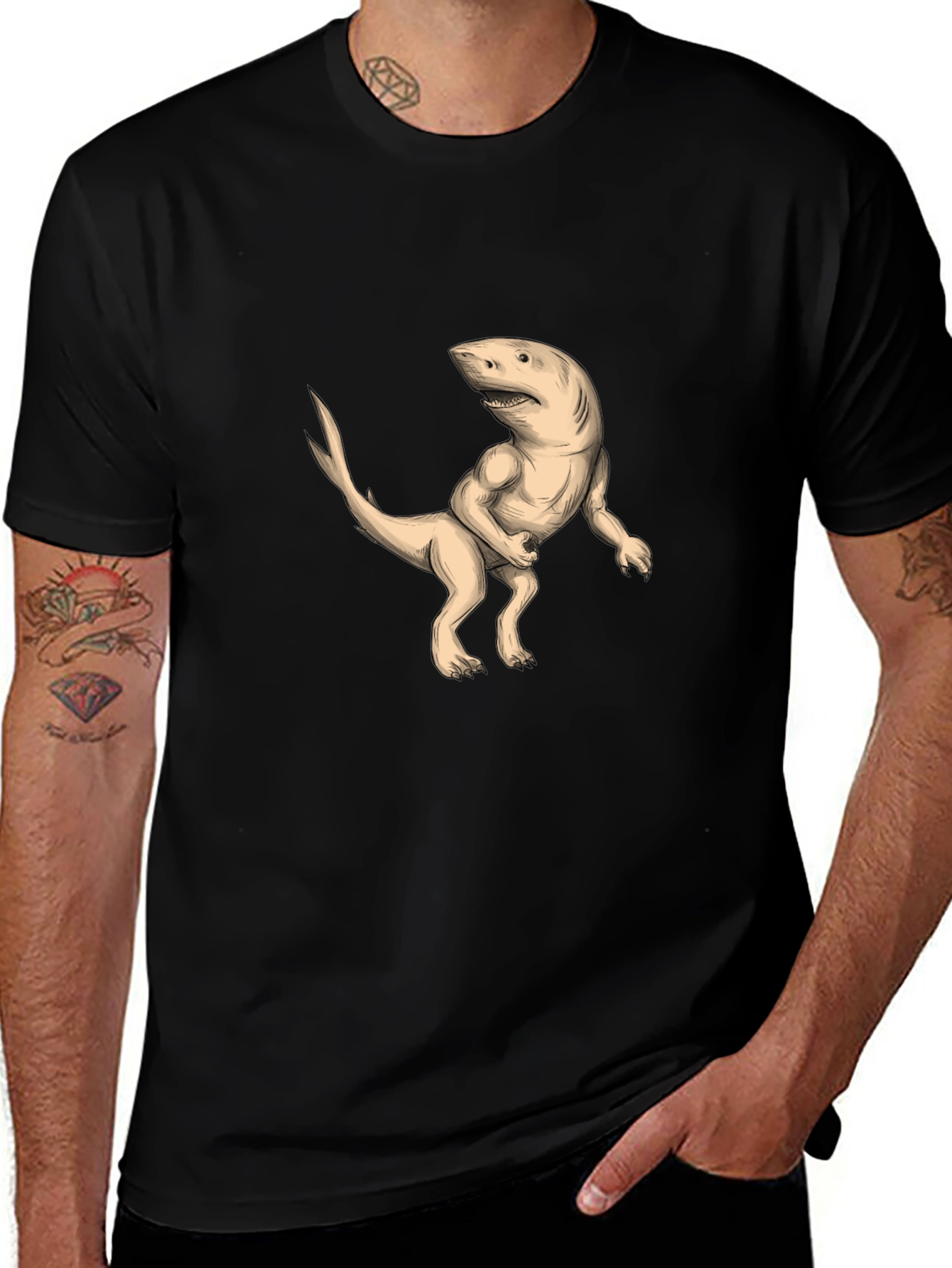 Shark-Dinosaur Hybrid Graphic Print Tee