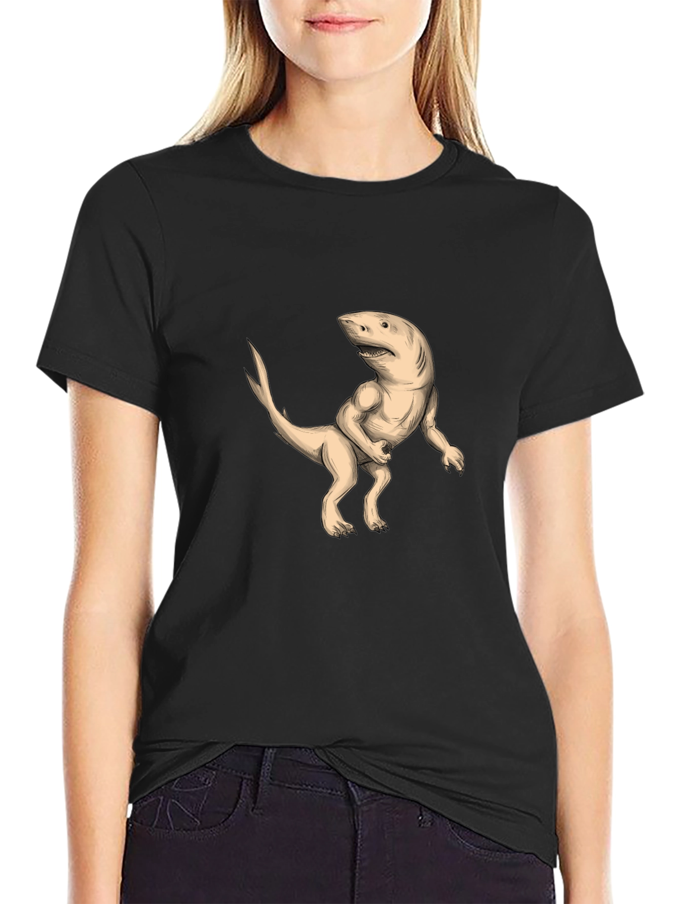 Shark-Dinosaur Hybrid Graphic Print Tee