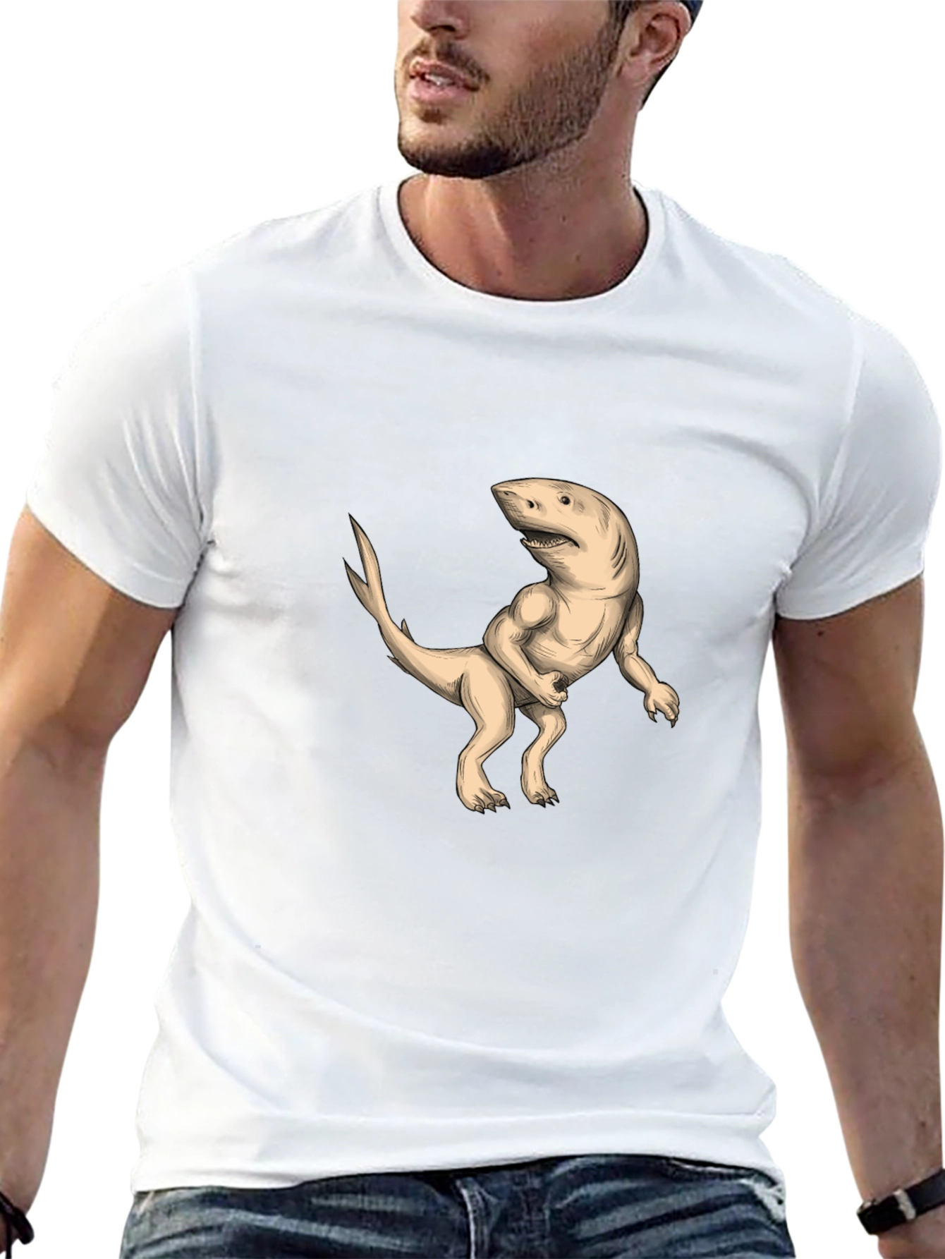 Shark-Dinosaur Hybrid Graphic Print Tee