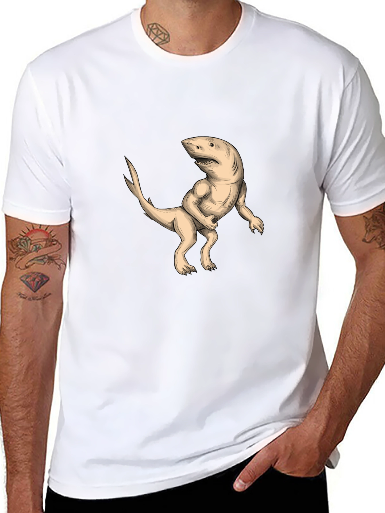 Shark-Dinosaur Hybrid Graphic Print Tee