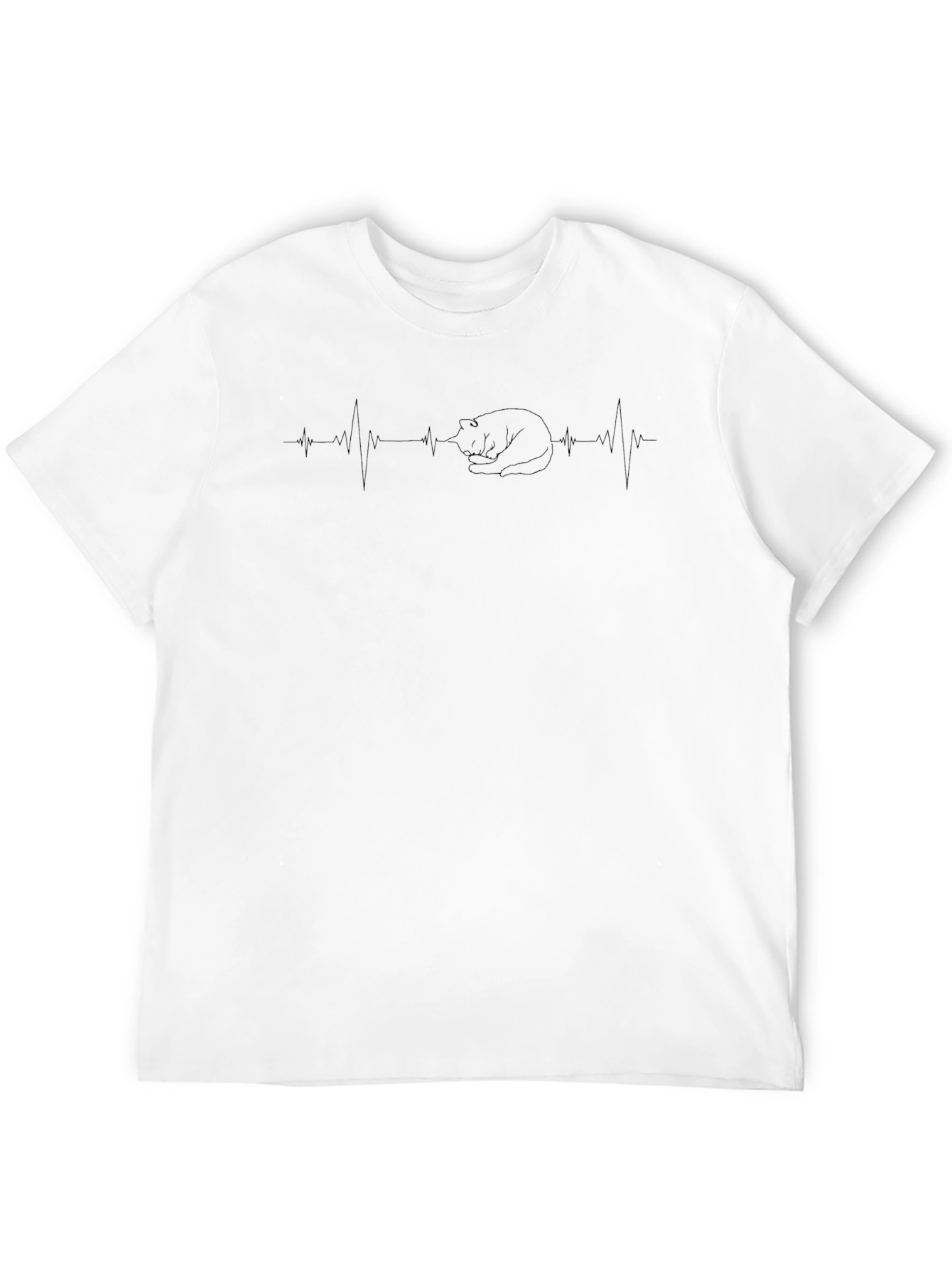 Cat Heartbeat Graphic Tee - Black