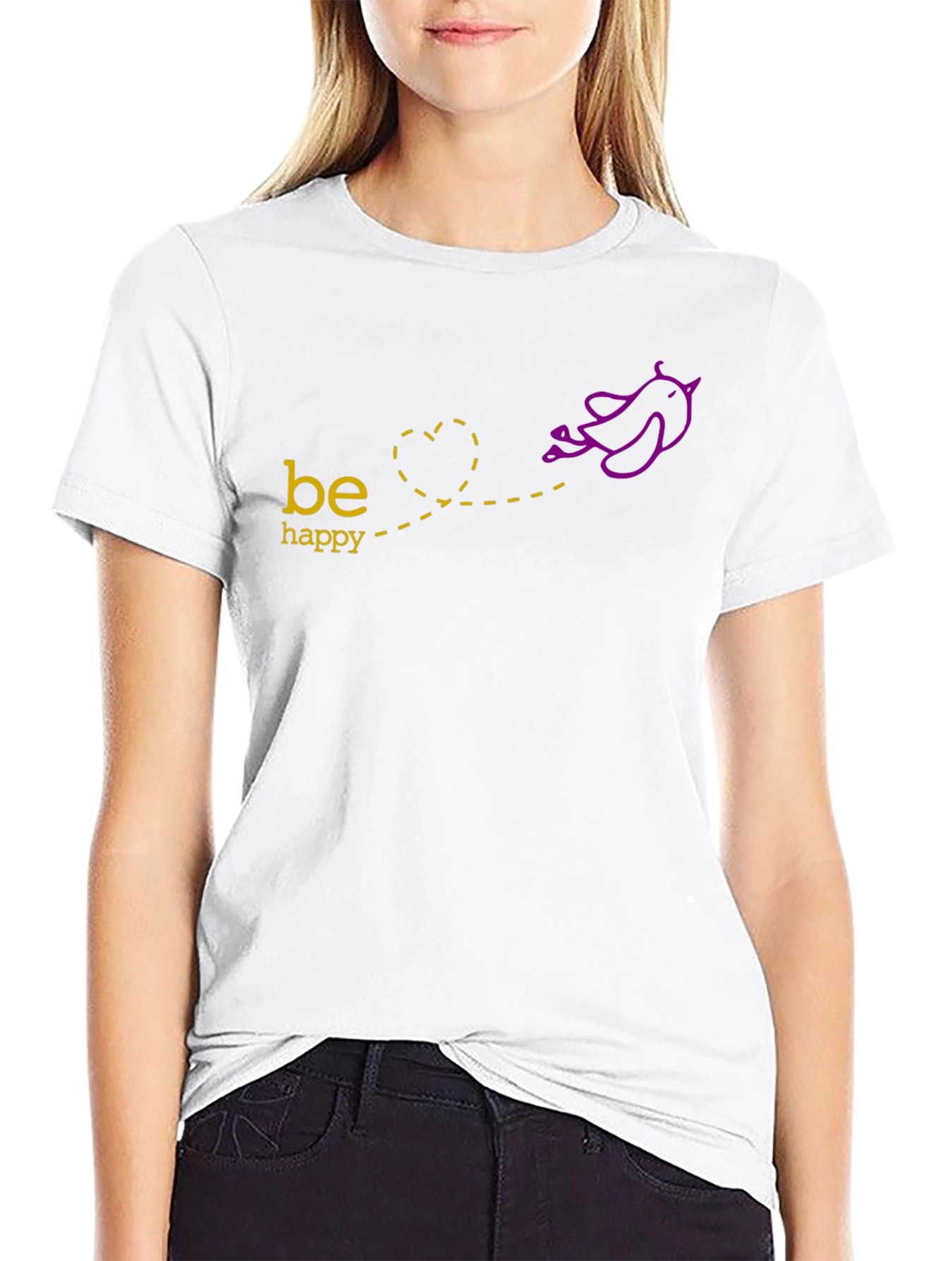 Be Happy T-Shirt - Bird Graphic Tee