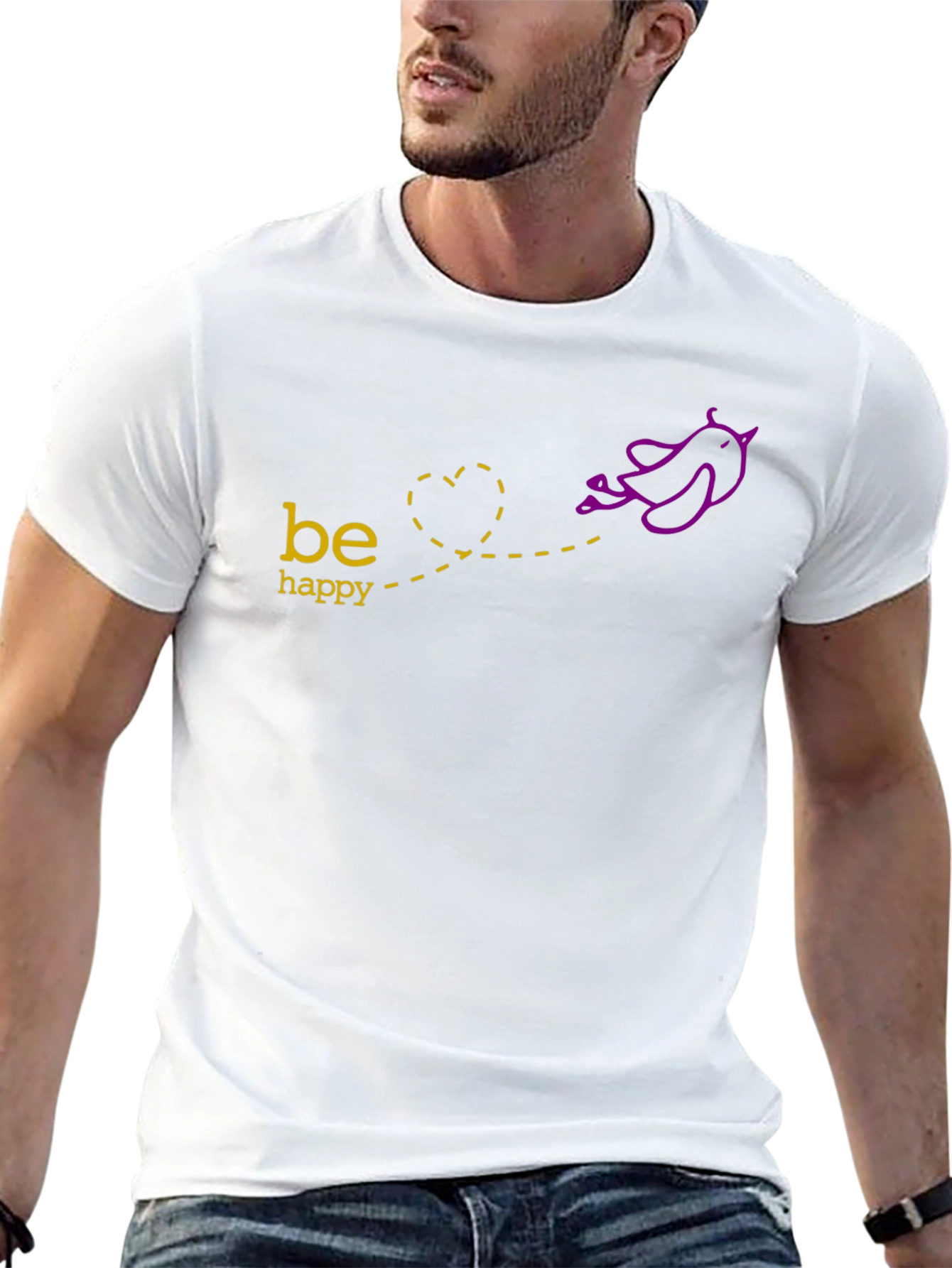 Be Happy T-Shirt - Bird Graphic Tee