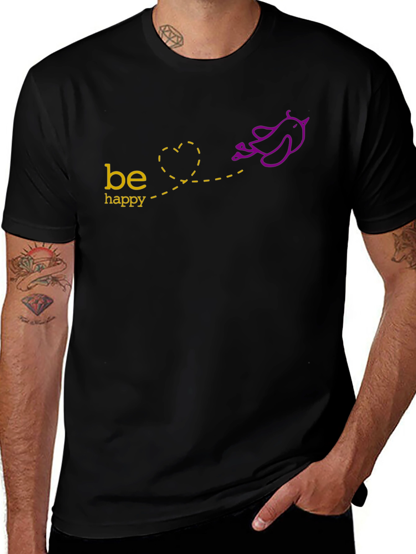 Be Happy T-Shirt - Bird Graphic Tee
