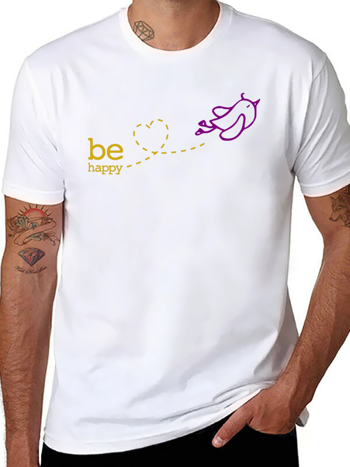 Be Happy T-Shirt - Bird Graphic Tee
