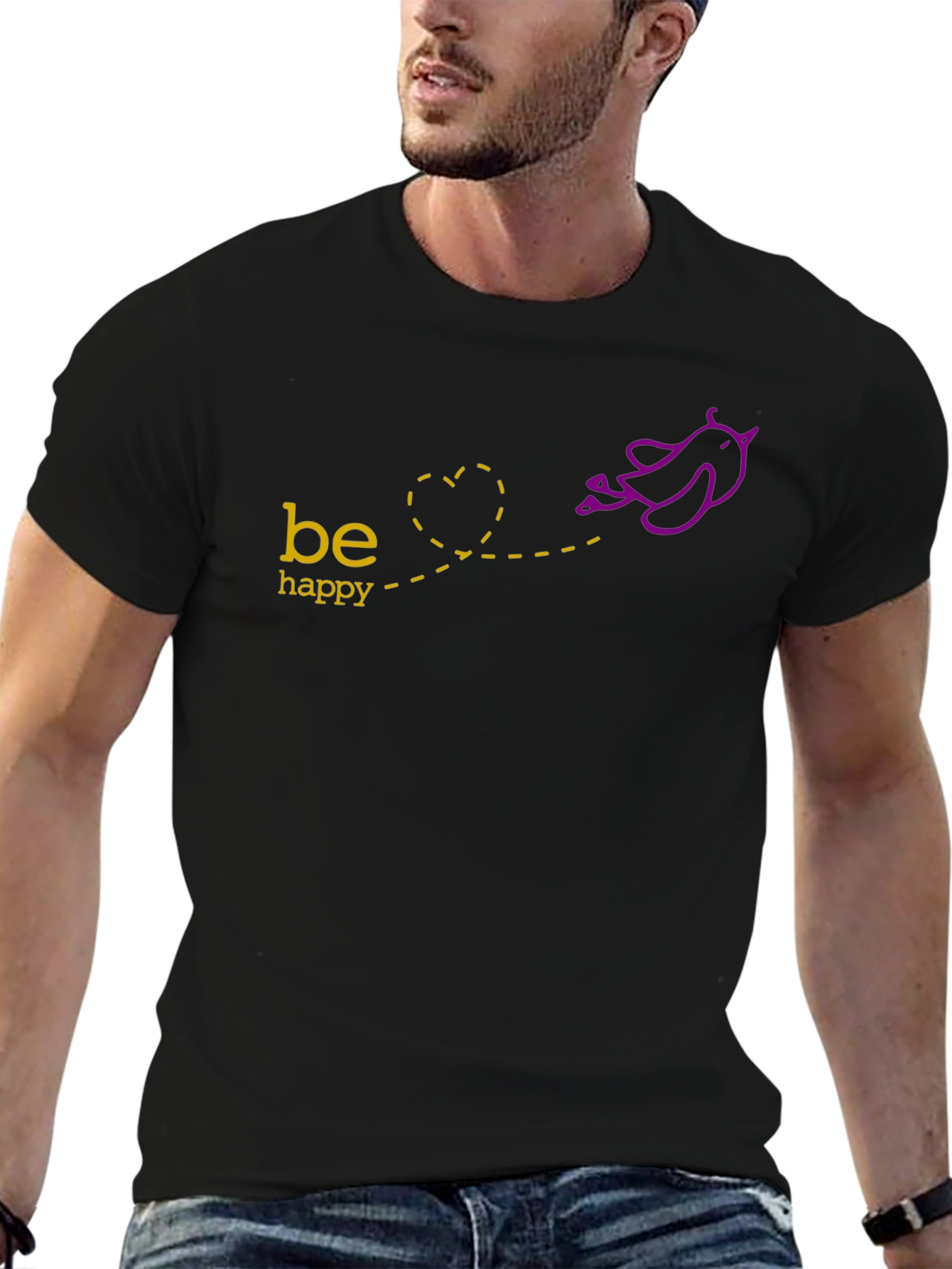Be Happy T-Shirt - Bird Graphic Tee