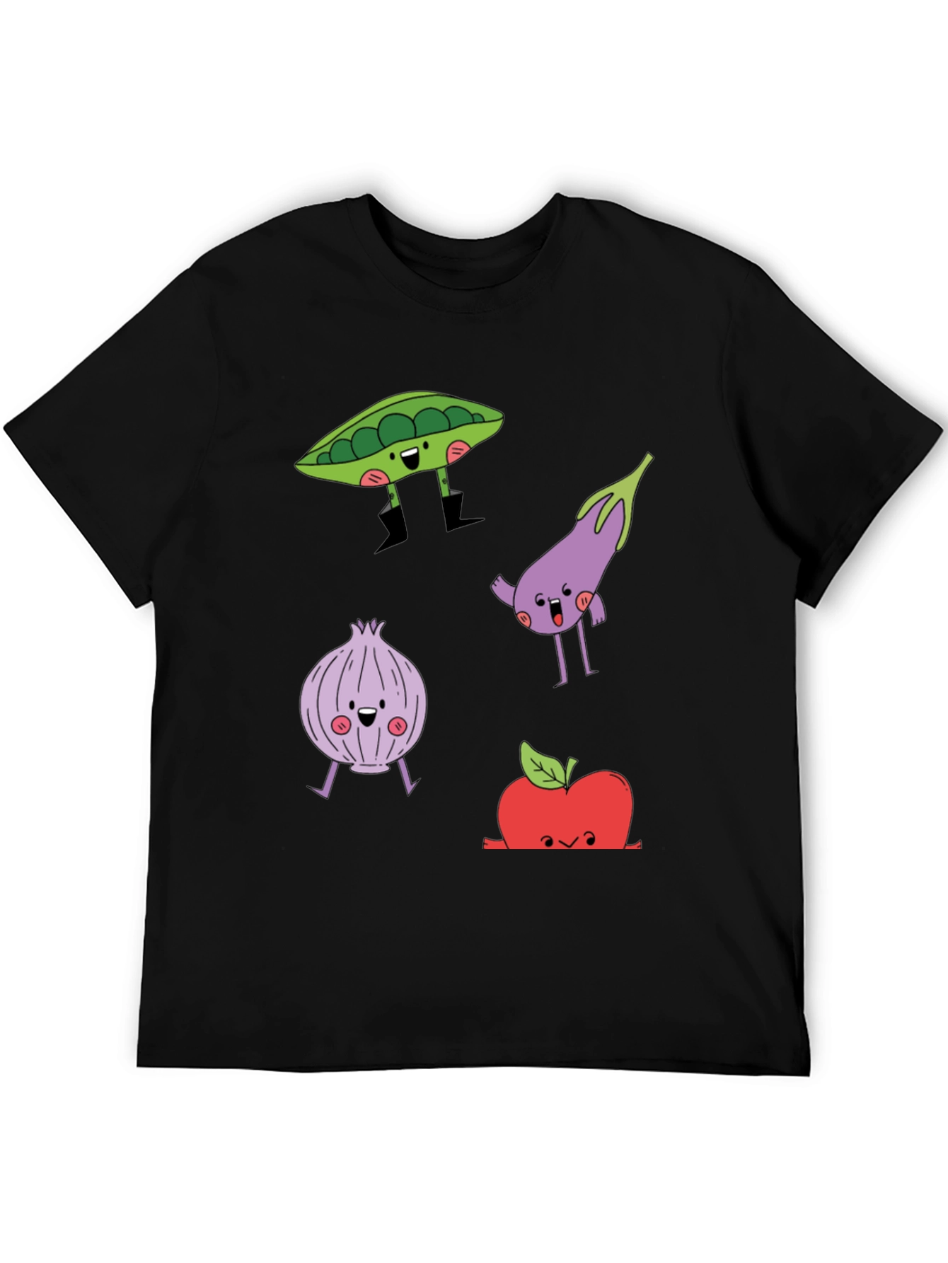 Cartoon Vegetables Graphic Print T-Shirt